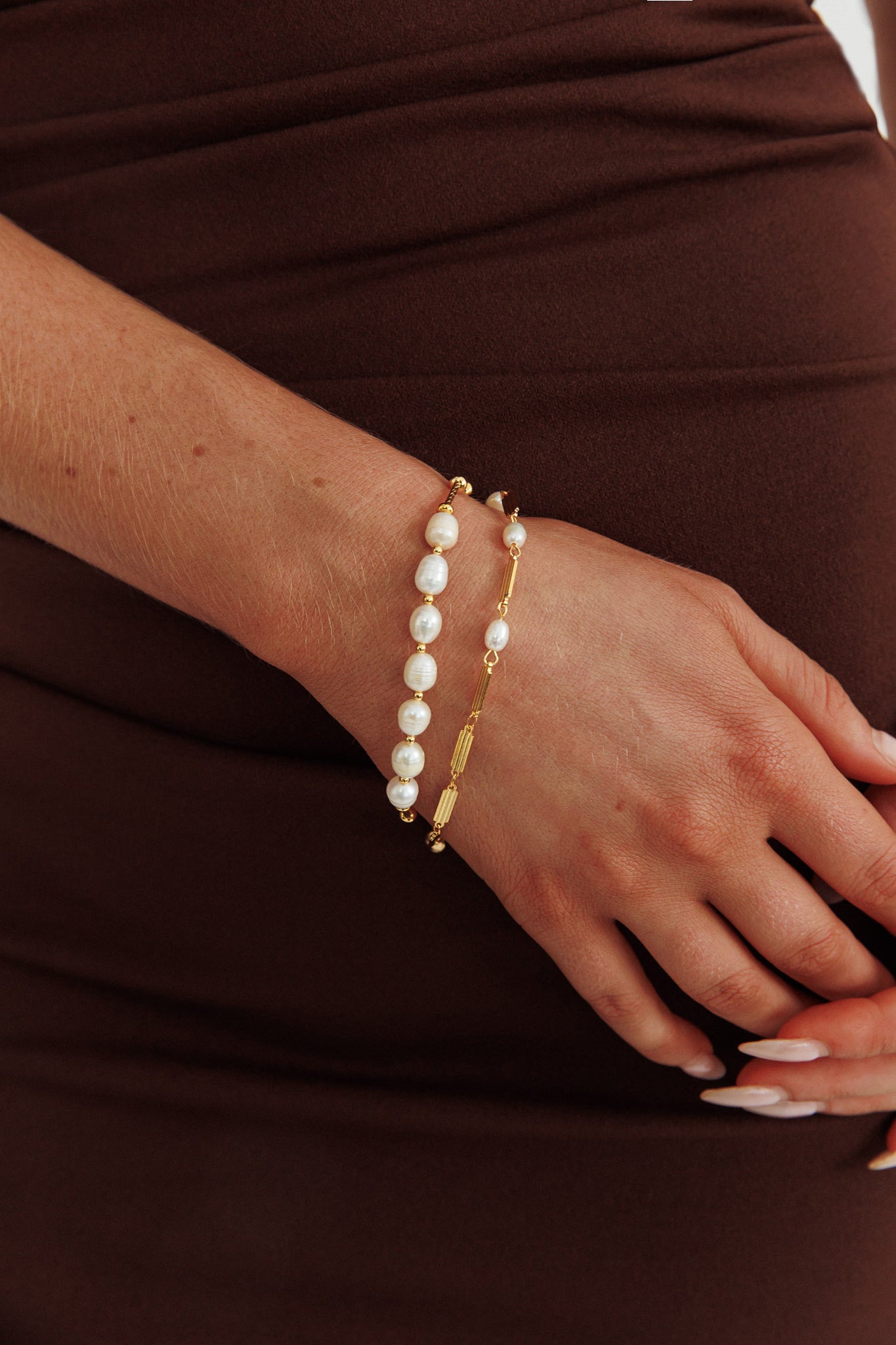 Kites Freshwater Pearl Bar Bracelet Gold by Selfie Leslie Australia