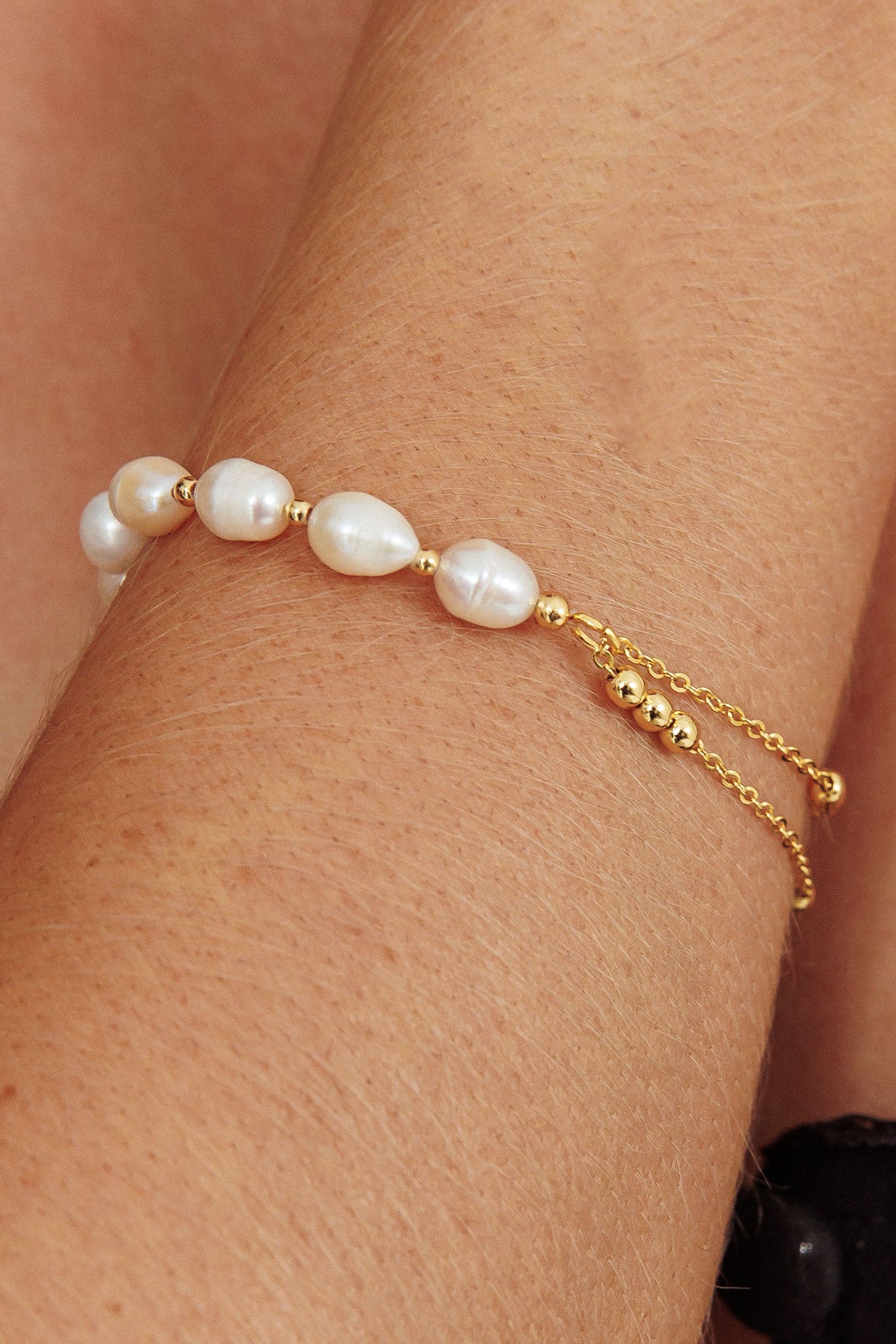 Polaris Freshwater Pearl Double Chain Bracelet Gold by Selfie Leslie Australia