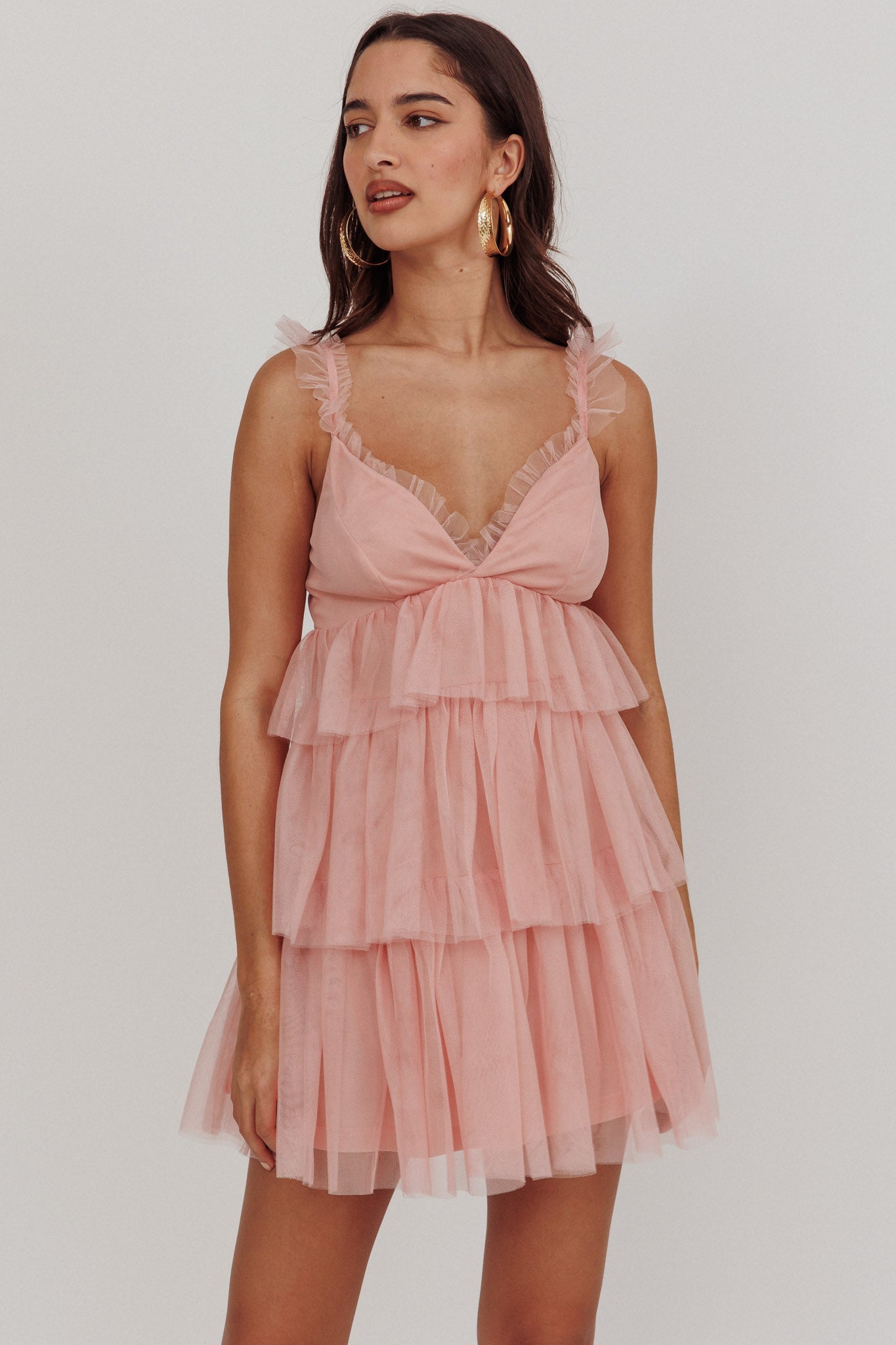 Sorbet Sky Tiered Tulle Mini Dress Pink by Selfie Leslie Australia