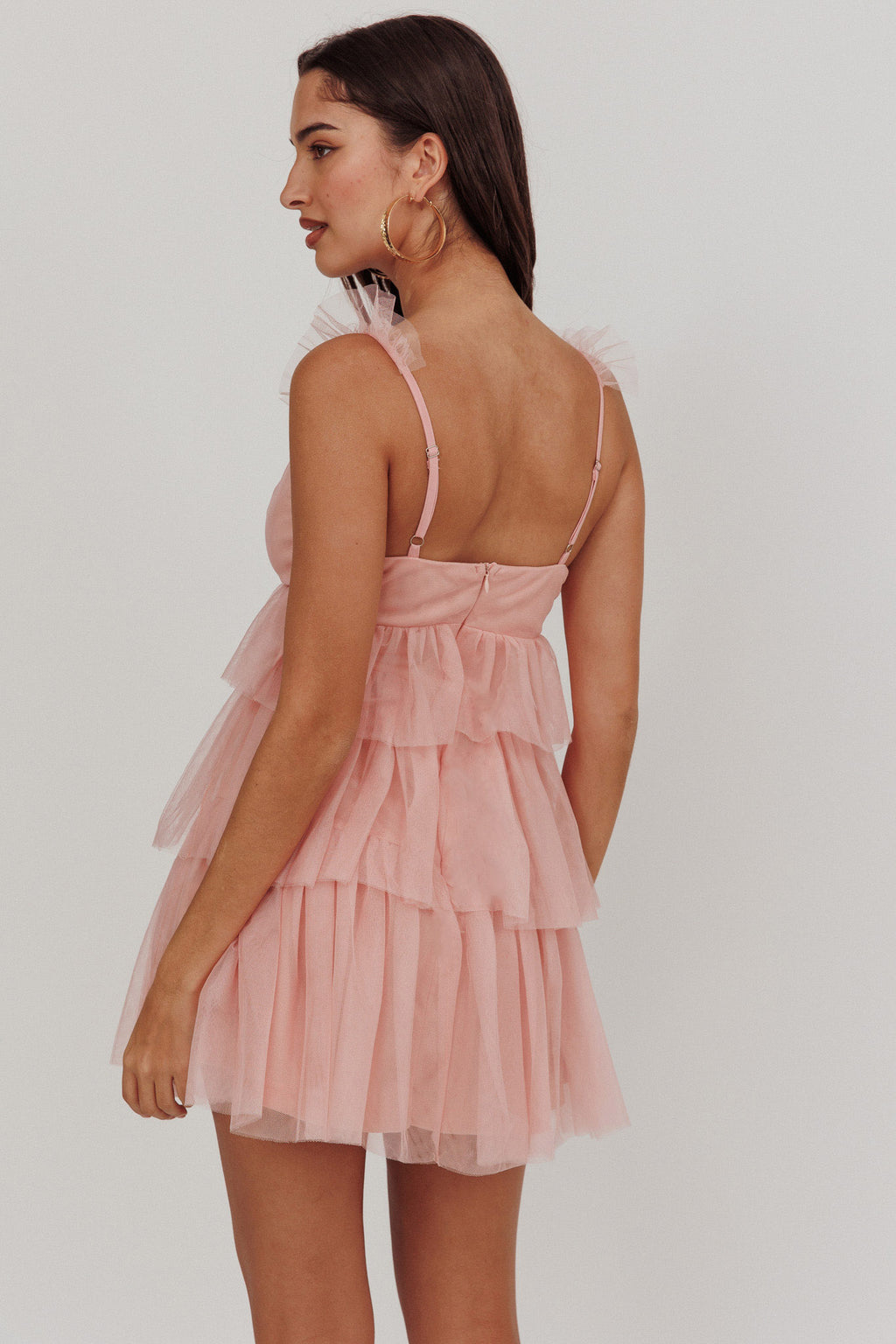 Sorbet Sky Tiered Tulle Mini Dress Pink by Selfie Leslie Australia