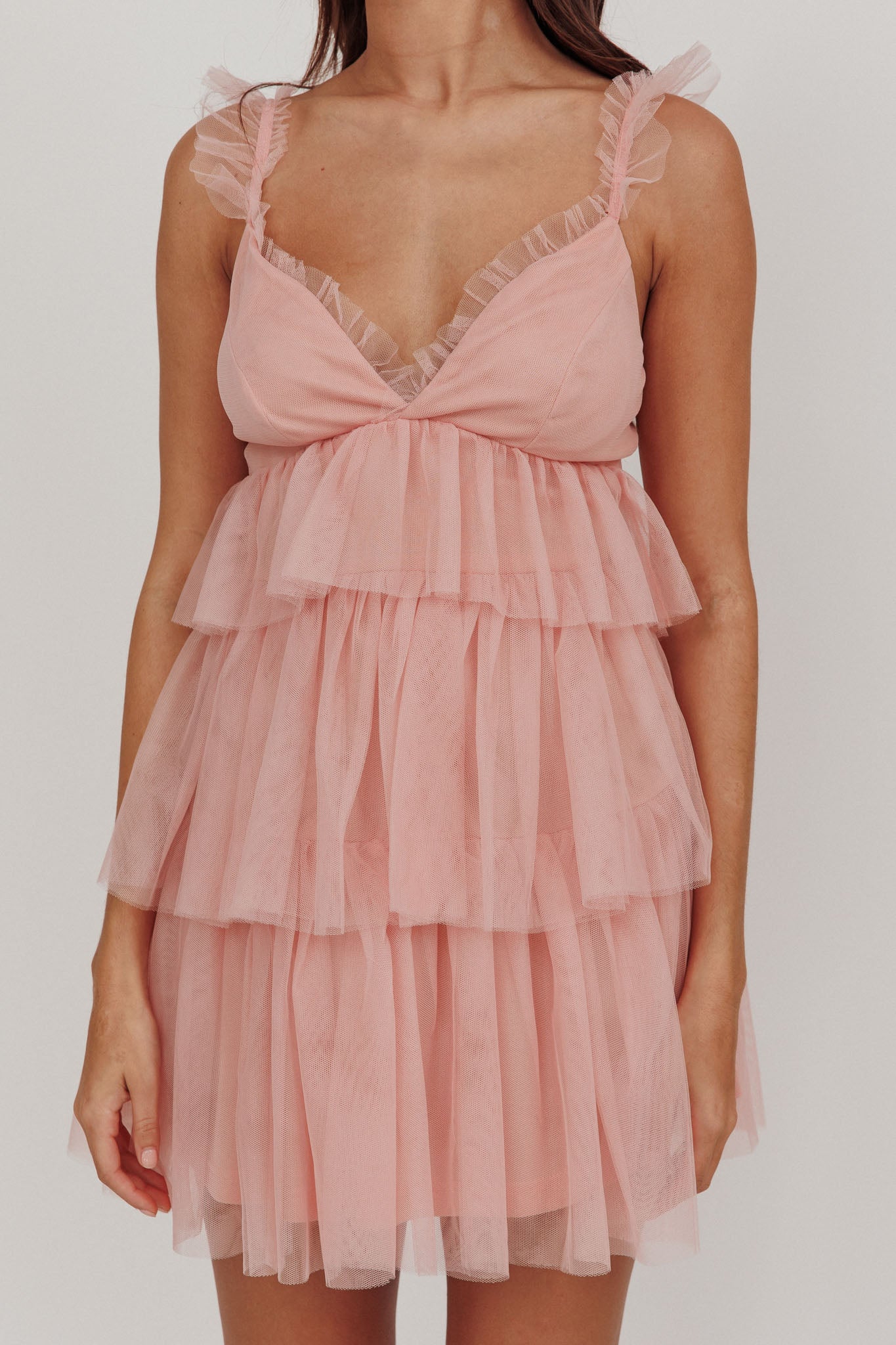 Sorbet Sky Tiered Tulle Mini Dress Pink by Selfie Leslie Australia