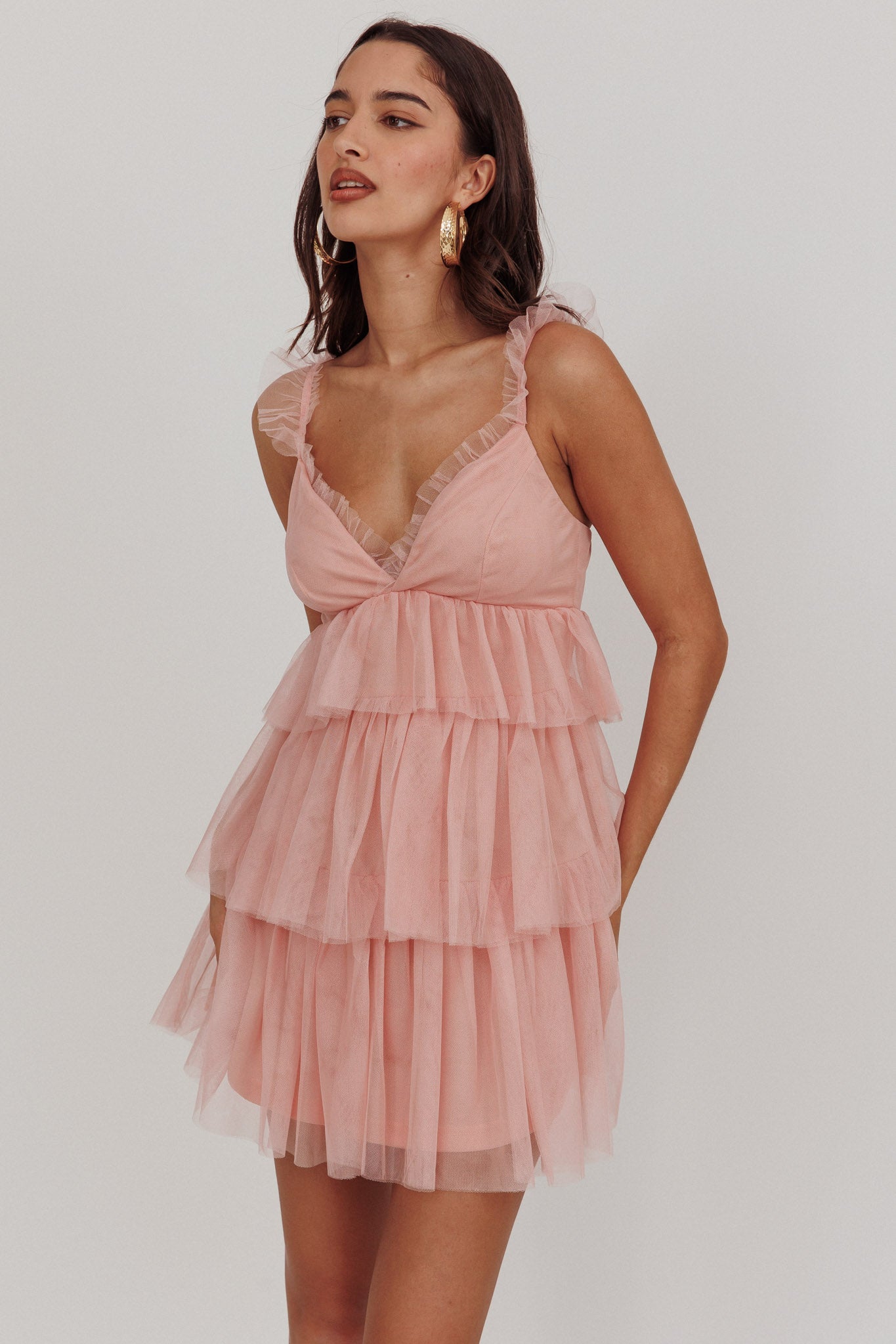 Sorbet Sky Tiered Tulle Mini Dress Pink by Selfie Leslie Australia
