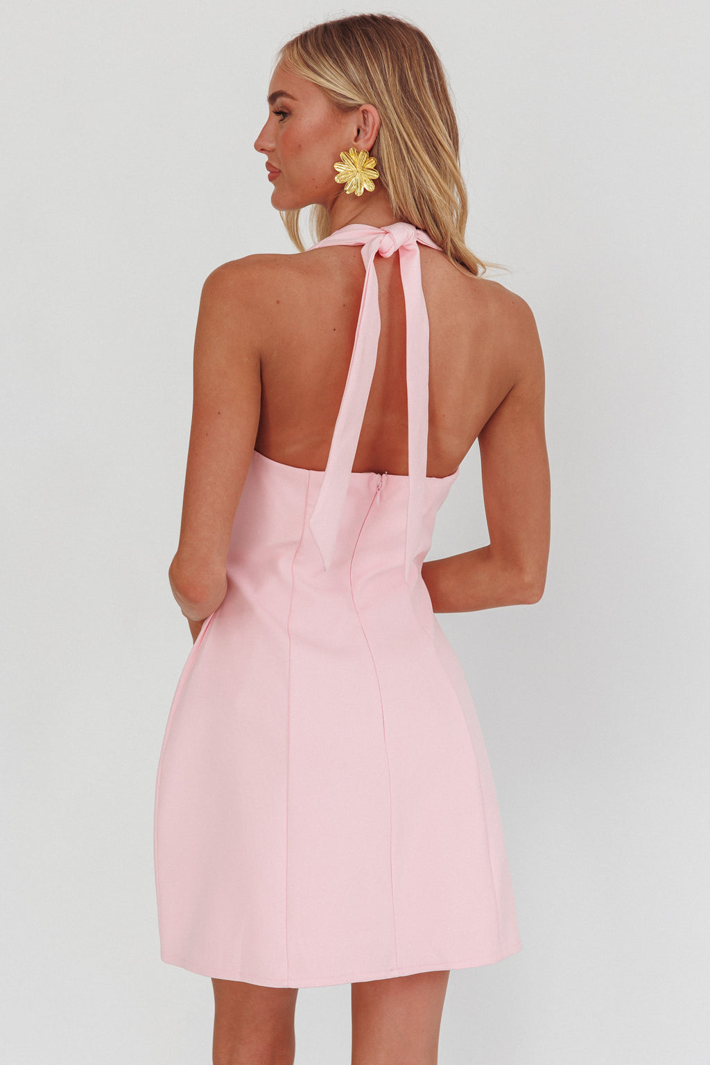Elisabet Halter Neck Mini Dress Pink by Selfie Leslie Australia