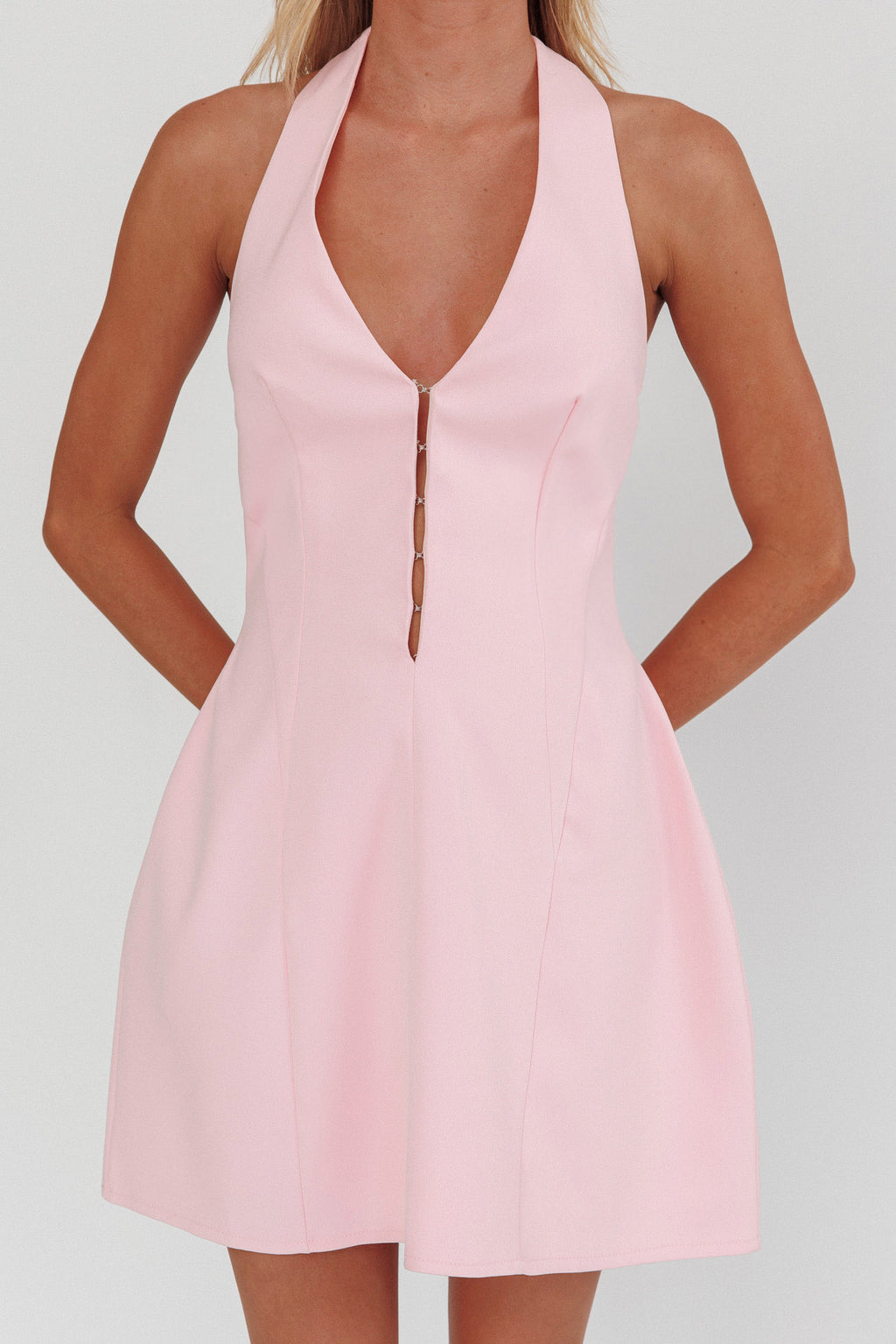 Elisabet Halter Neck Mini Dress Pink by Selfie Leslie Australia