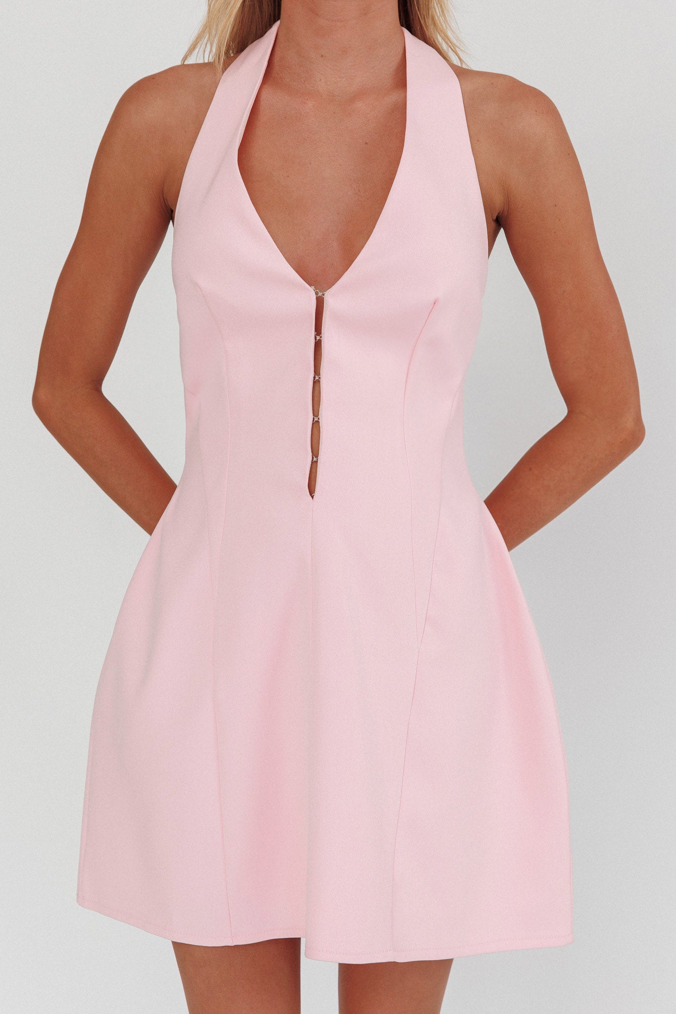 Elisabet Halter Neck Mini Dress Pink by Selfie Leslie Australia