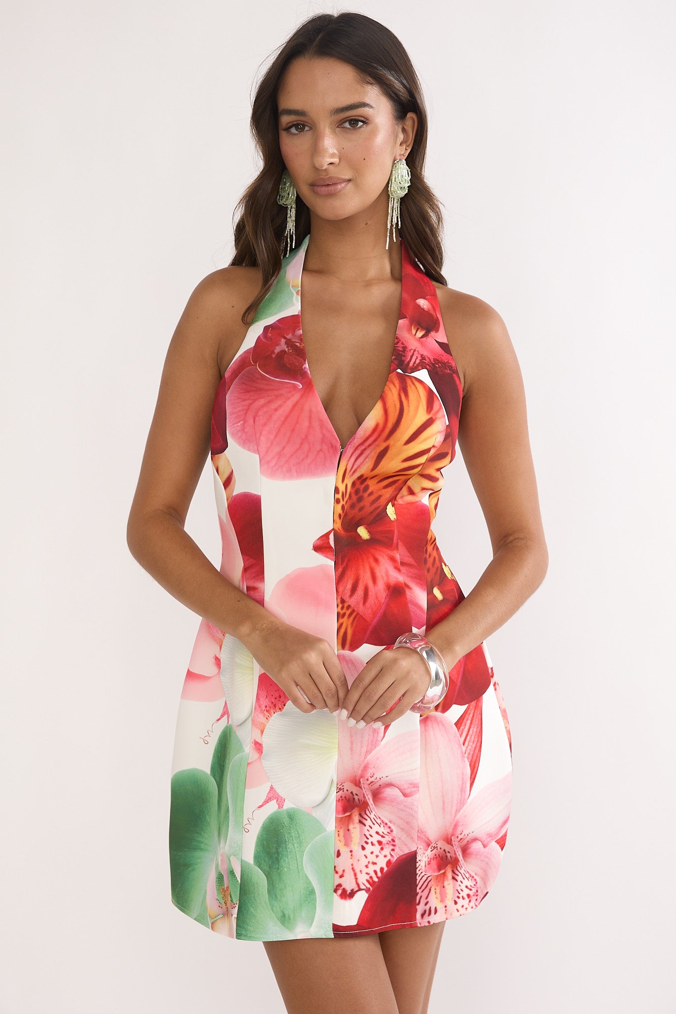 Elisabet Halter Neck Mini Dress Print Floral by Selfie Leslie Australia