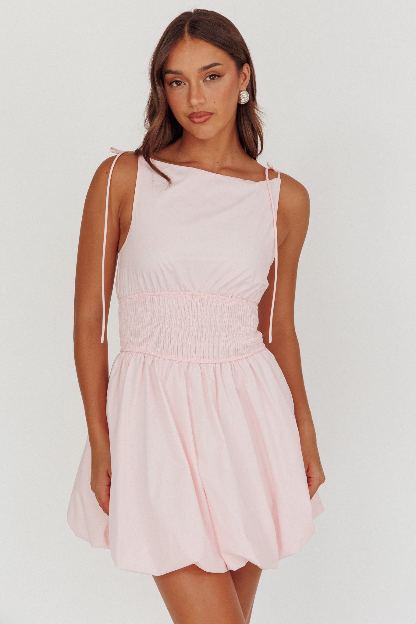 Like Art Tied Shoulder Bubble Mini Dress Pink by Selfie Leslie Australia
