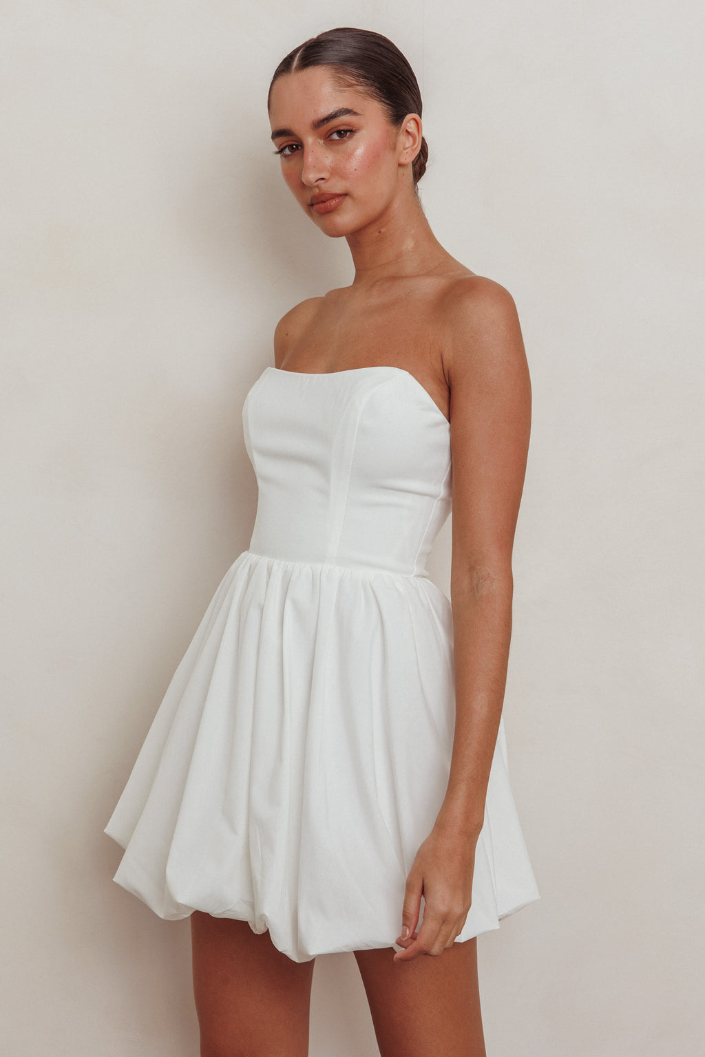 Like Art Strapless Bubble Mini Dress Off White by Selfie Leslie Australia