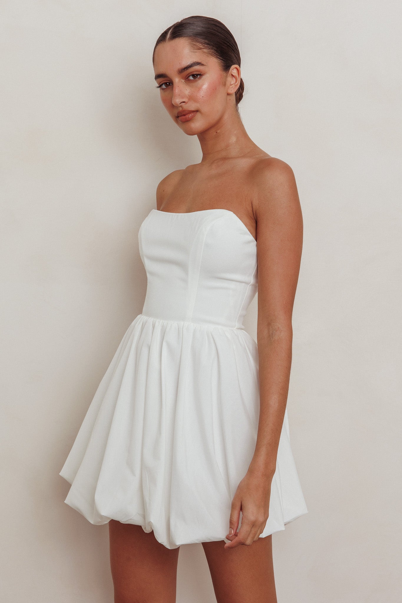 Like Art Strapless Bubble Mini Dress Off White by Selfie Leslie Australia