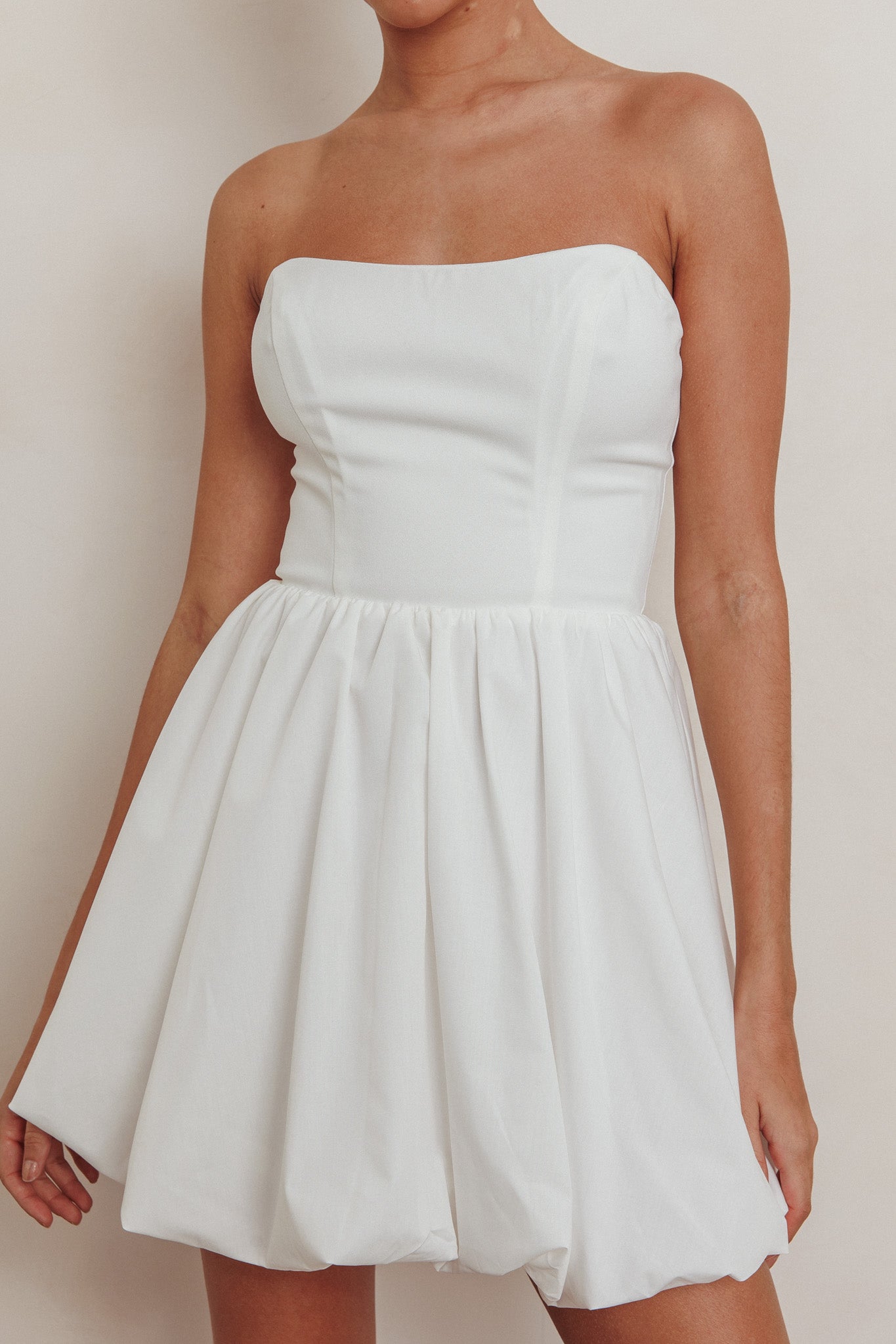 Like Art Strapless Bubble Mini Dress Off White by Selfie Leslie Australia