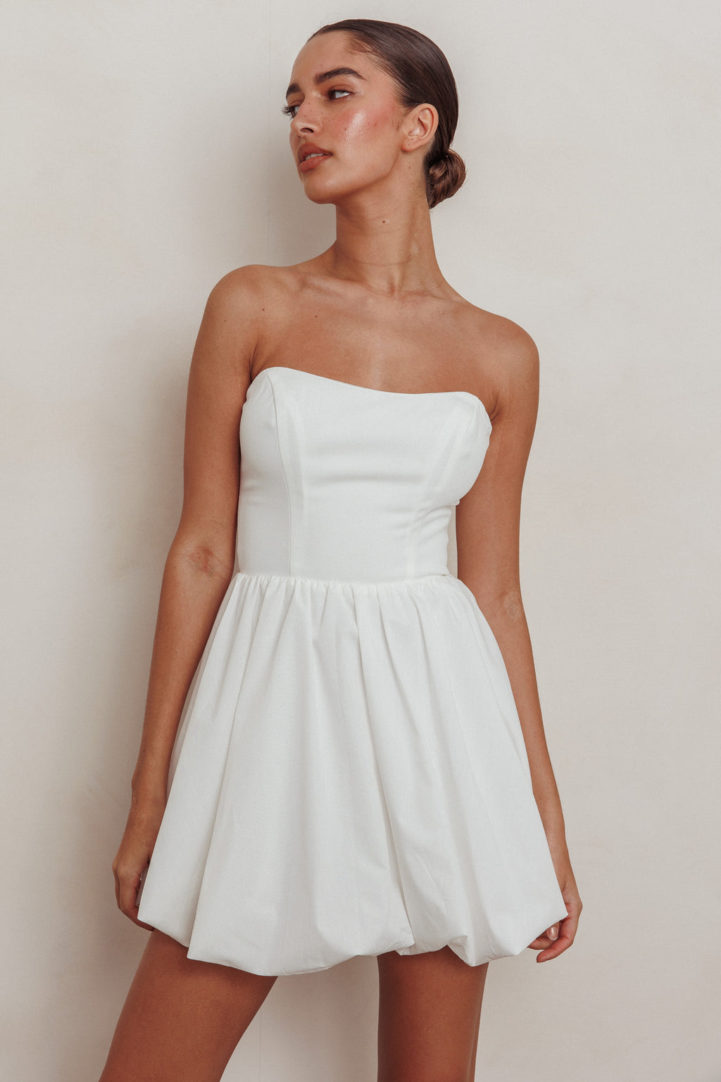 Like Art Strapless Bubble Mini Dress Off White by Selfie Leslie Australia