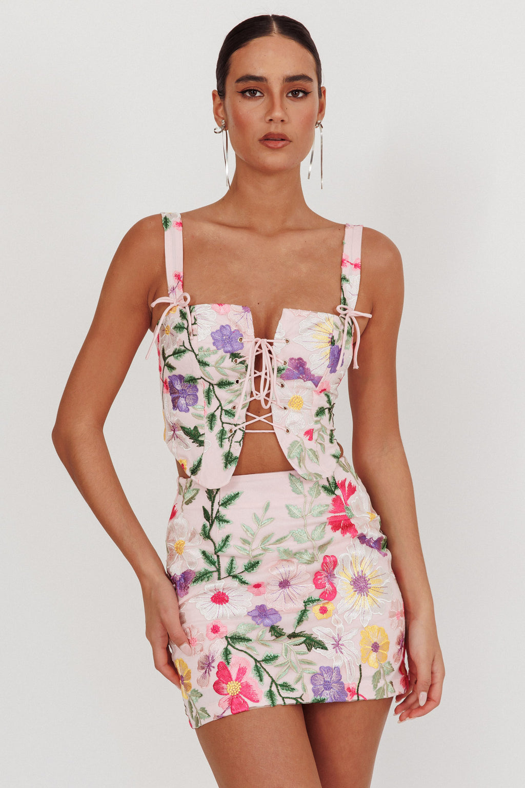 High Street Jacquard Mini Skirt Floral Multi by Selfie Leslie Australia
