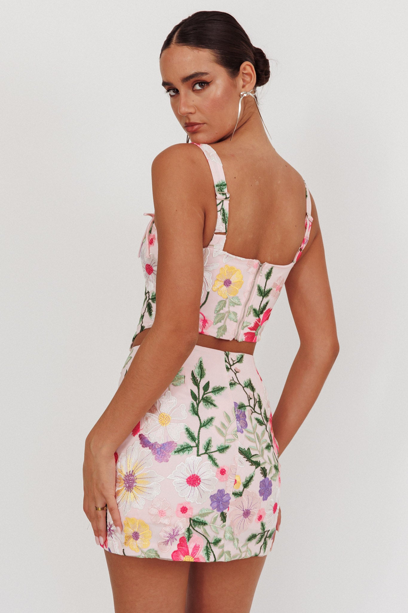 High Street Jacquard Mini Skirt Floral Multi by Selfie Leslie Australia