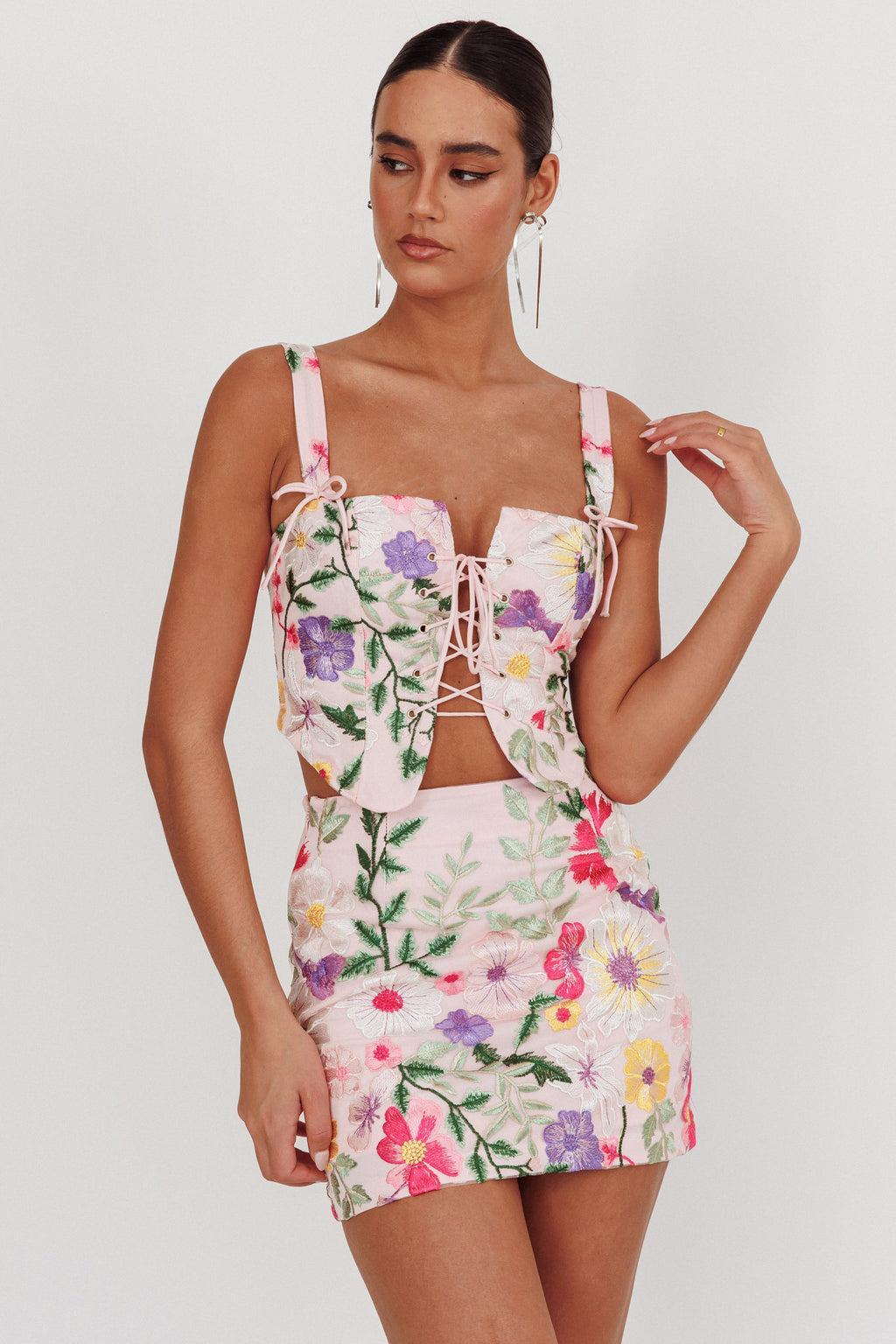 High Street Jacquard Mini Skirt Floral Multi by Selfie Leslie Australia