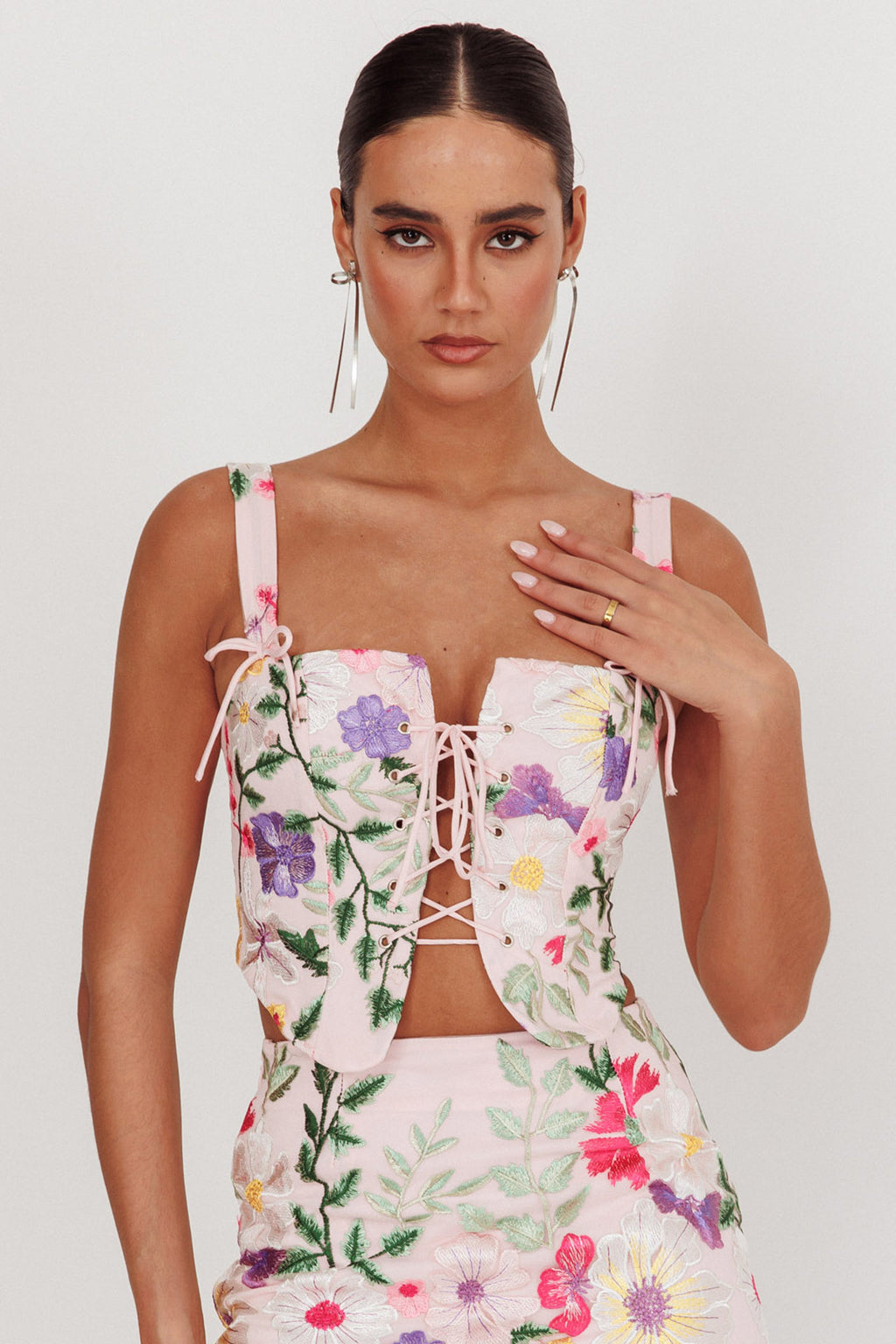 High Street Jacquard Corset Top Floral Multi by Selfie Leslie Australia