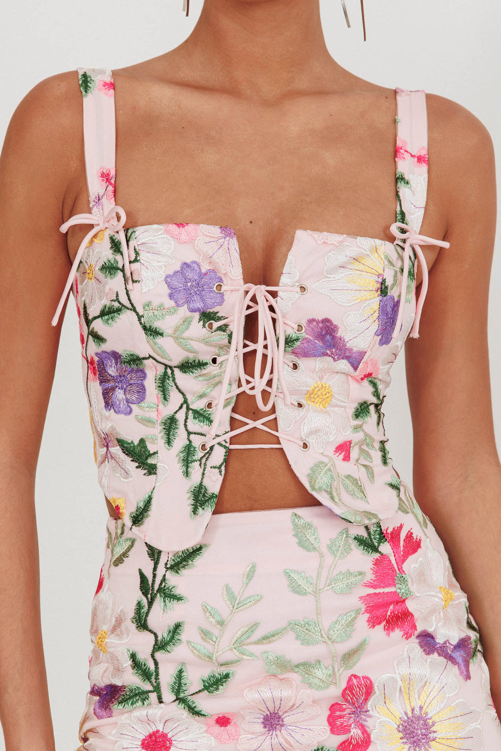 High Street Jacquard Corset Top Floral Multi by Selfie Leslie Australia