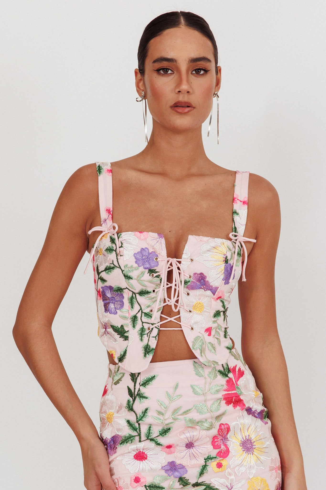 High Street Jacquard Corset Top Floral Multi by Selfie Leslie Australia