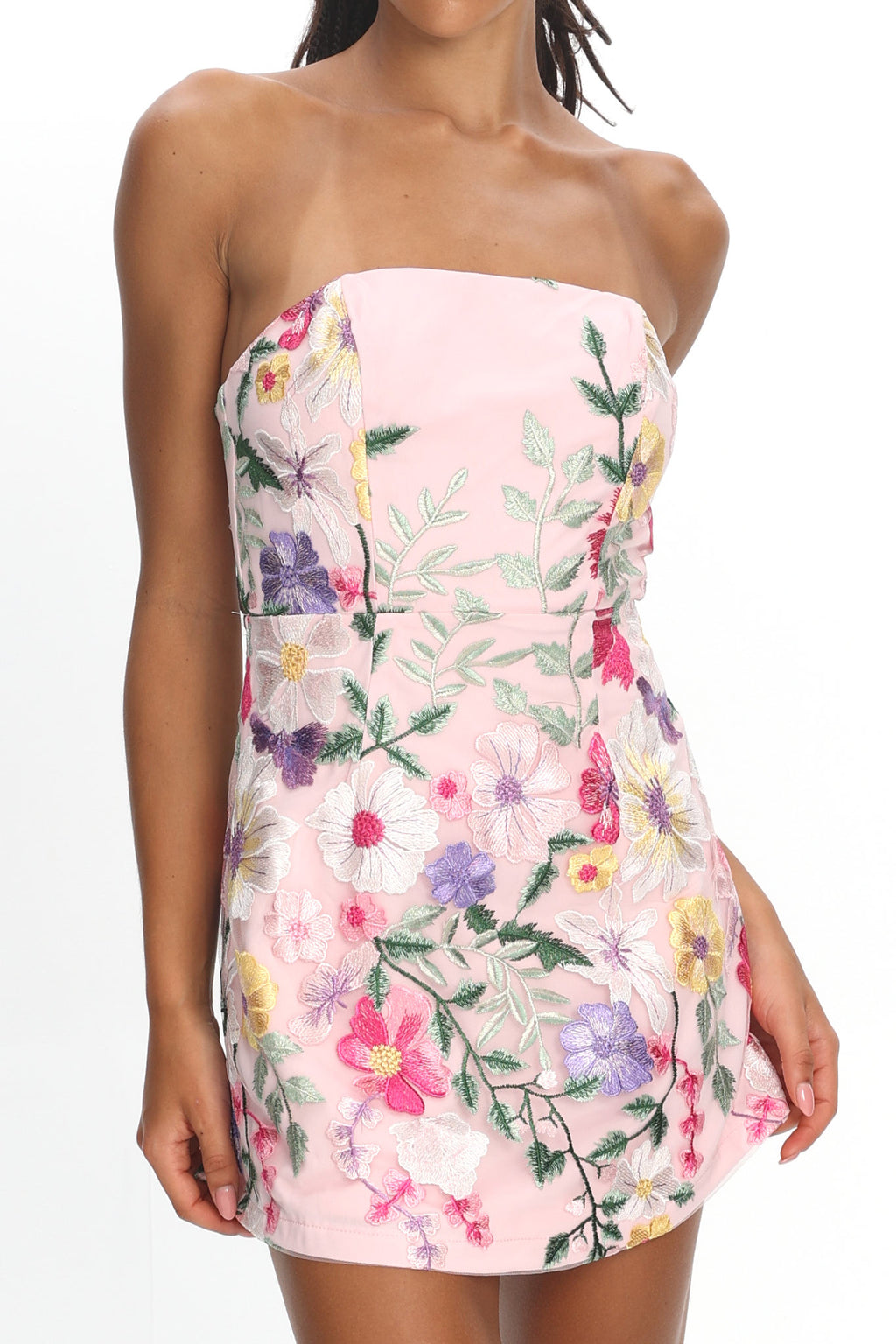 Entered The Chat Strapless Mini Dress Multi by Selfie Leslie Australia