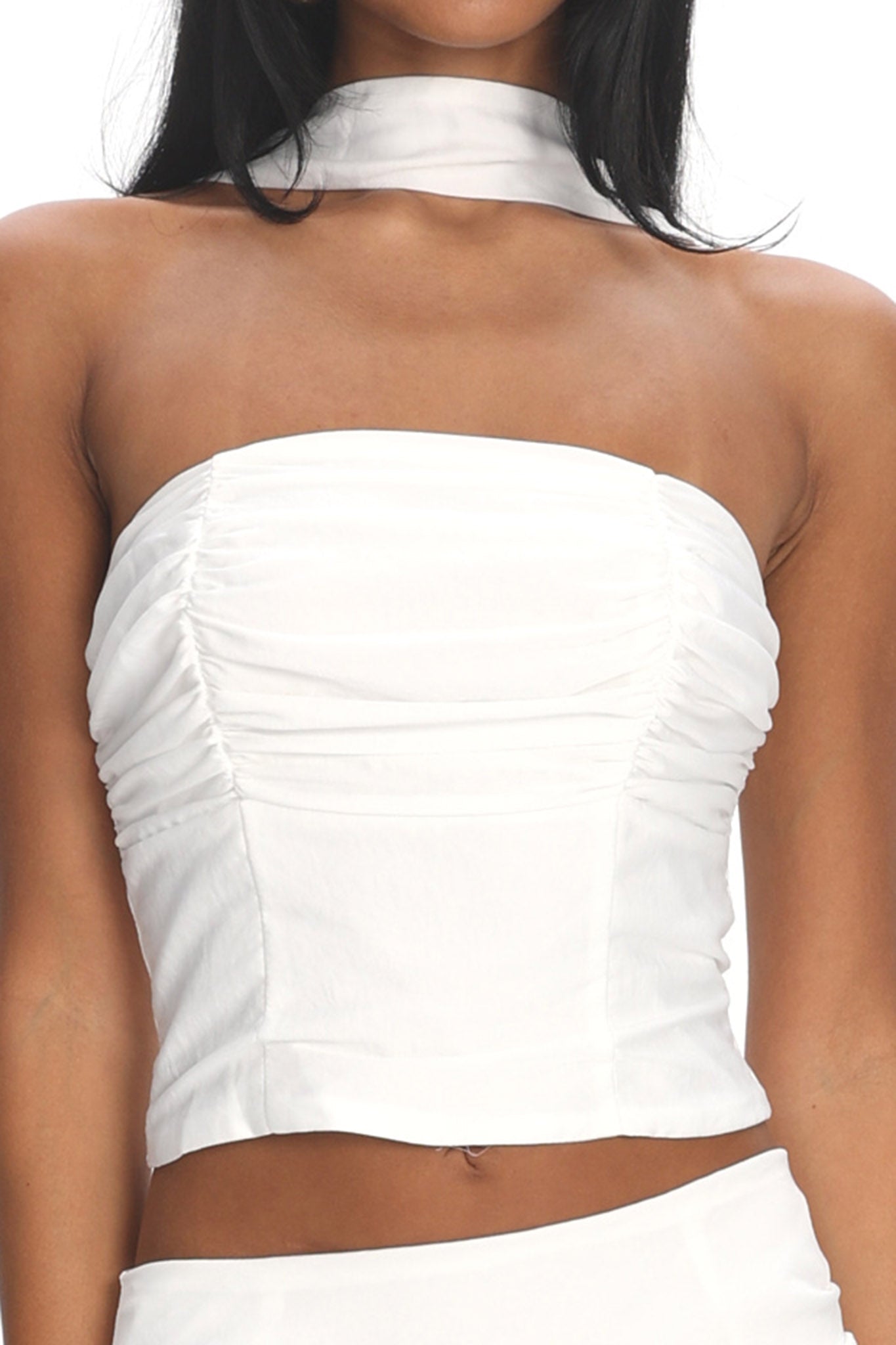 Charise Strapless Neck Tie Top Ivory by Selfie Leslie Australia