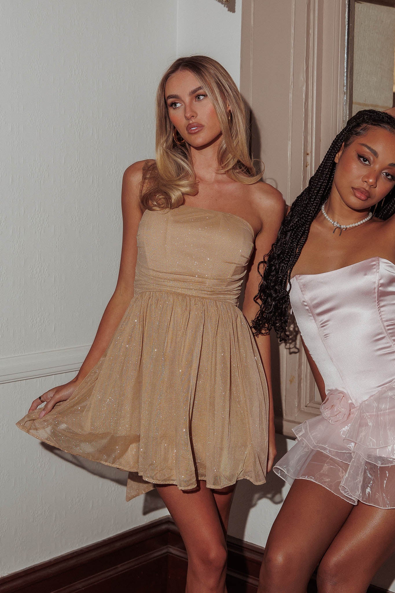 Guilty Pleasure Strapless Glitter Mini Dress Gold by Selfie Leslie Australia