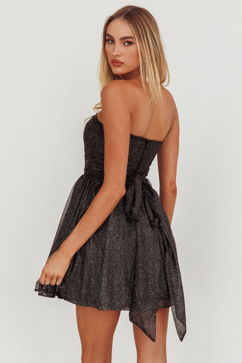 Guilty Pleasure Strapless Glitter Mini Dress Black by Selfie Leslie Australia