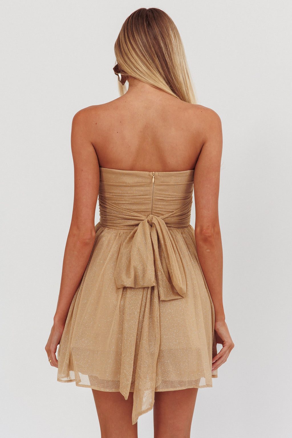 Guilty Pleasure Strapless Glitter Mini Dress Gold by Selfie Leslie Australia