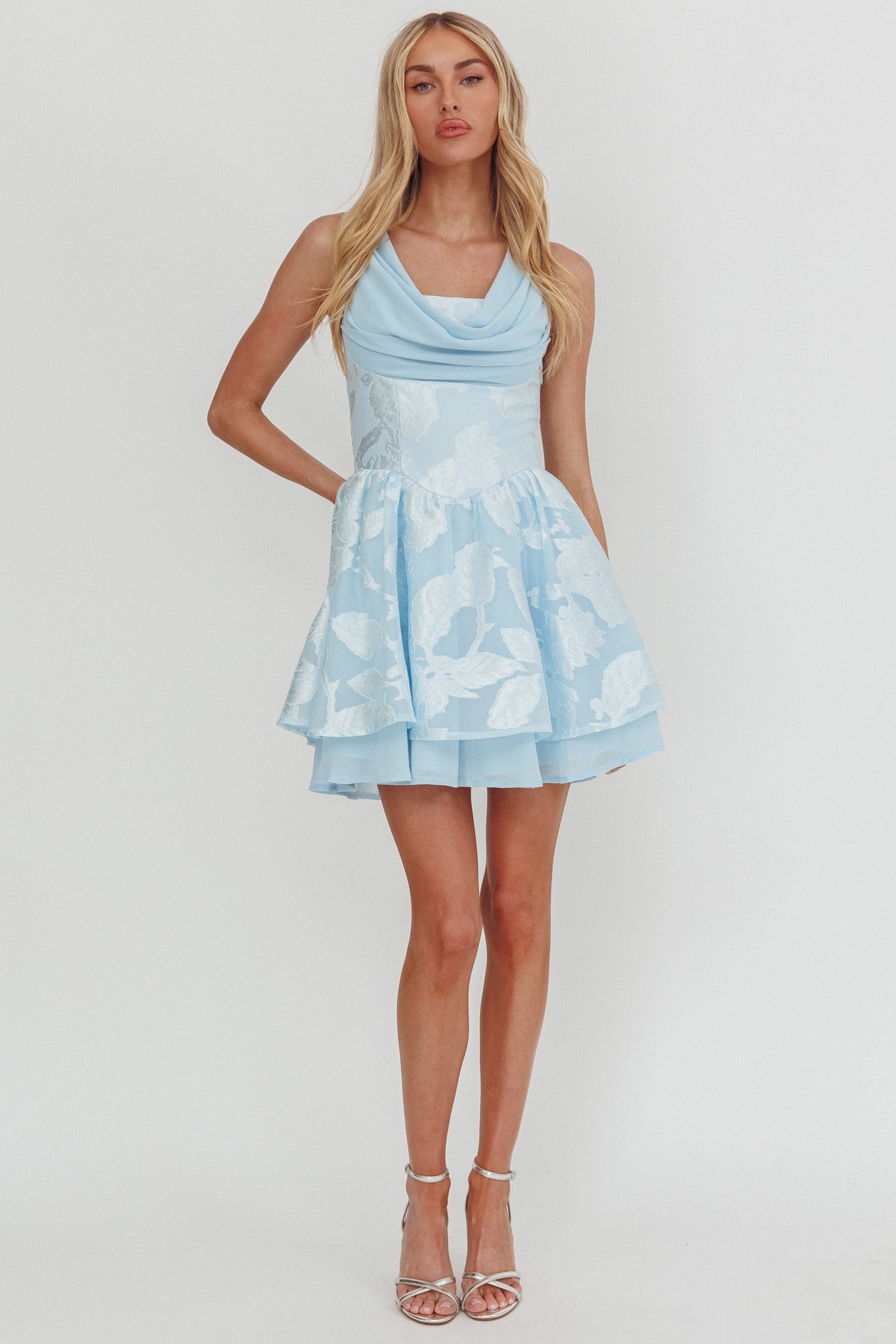 Lusting Lace-Up Back Mini Dress Ice Blue by Selfie Leslie Australia