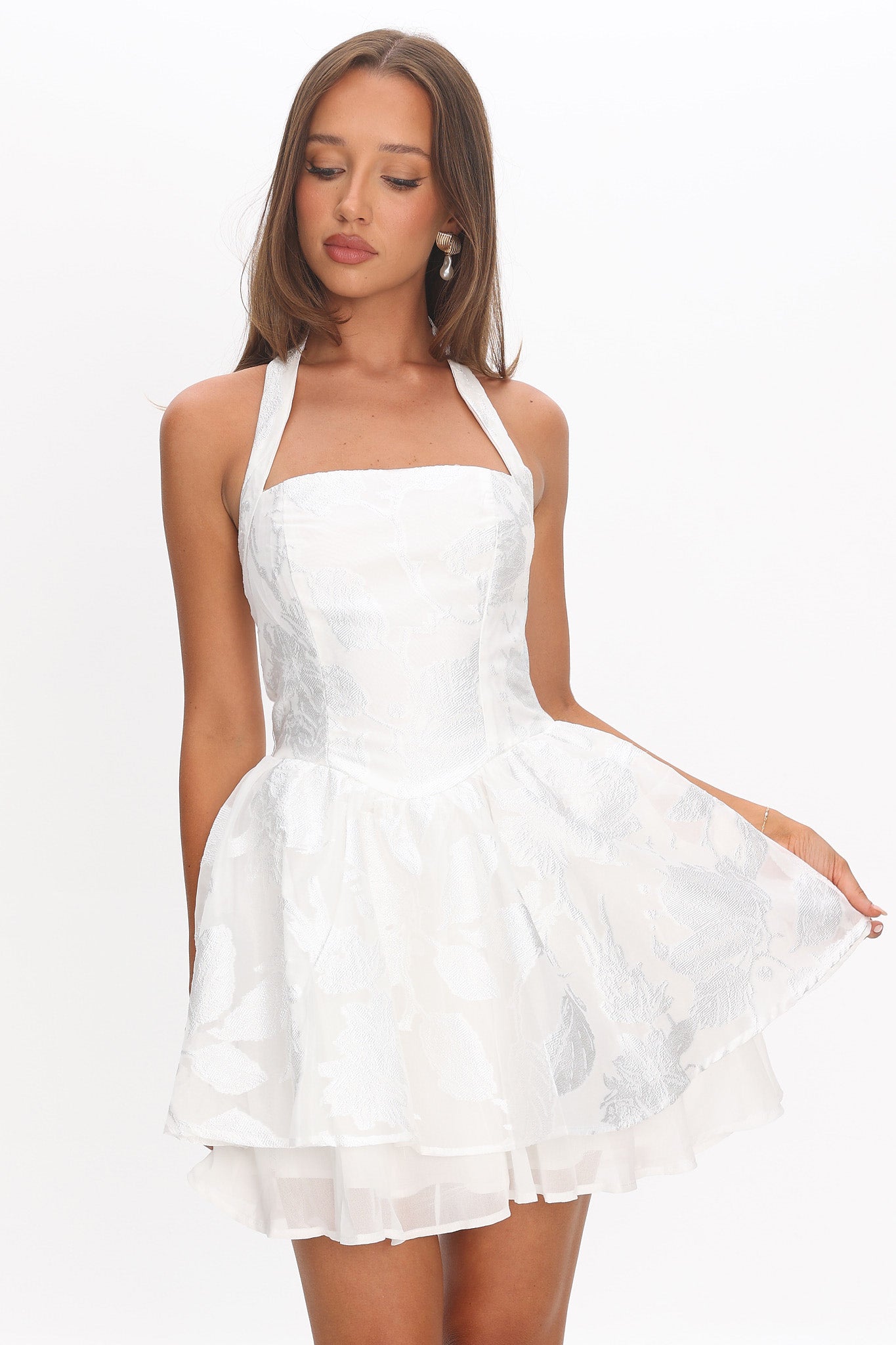Lusting Halter A-Line Mini Dress White by Selfie Leslie Australia