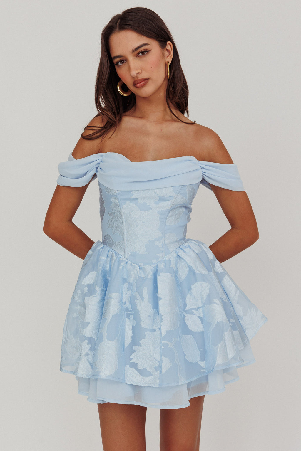 Lusting Off-Shoulder Mini Dress Blue by Selfie Leslie Australia