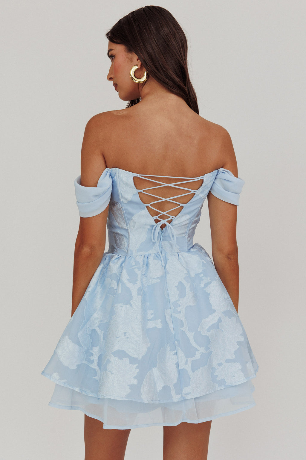 Lusting Off-Shoulder Mini Dress Blue by Selfie Leslie Australia