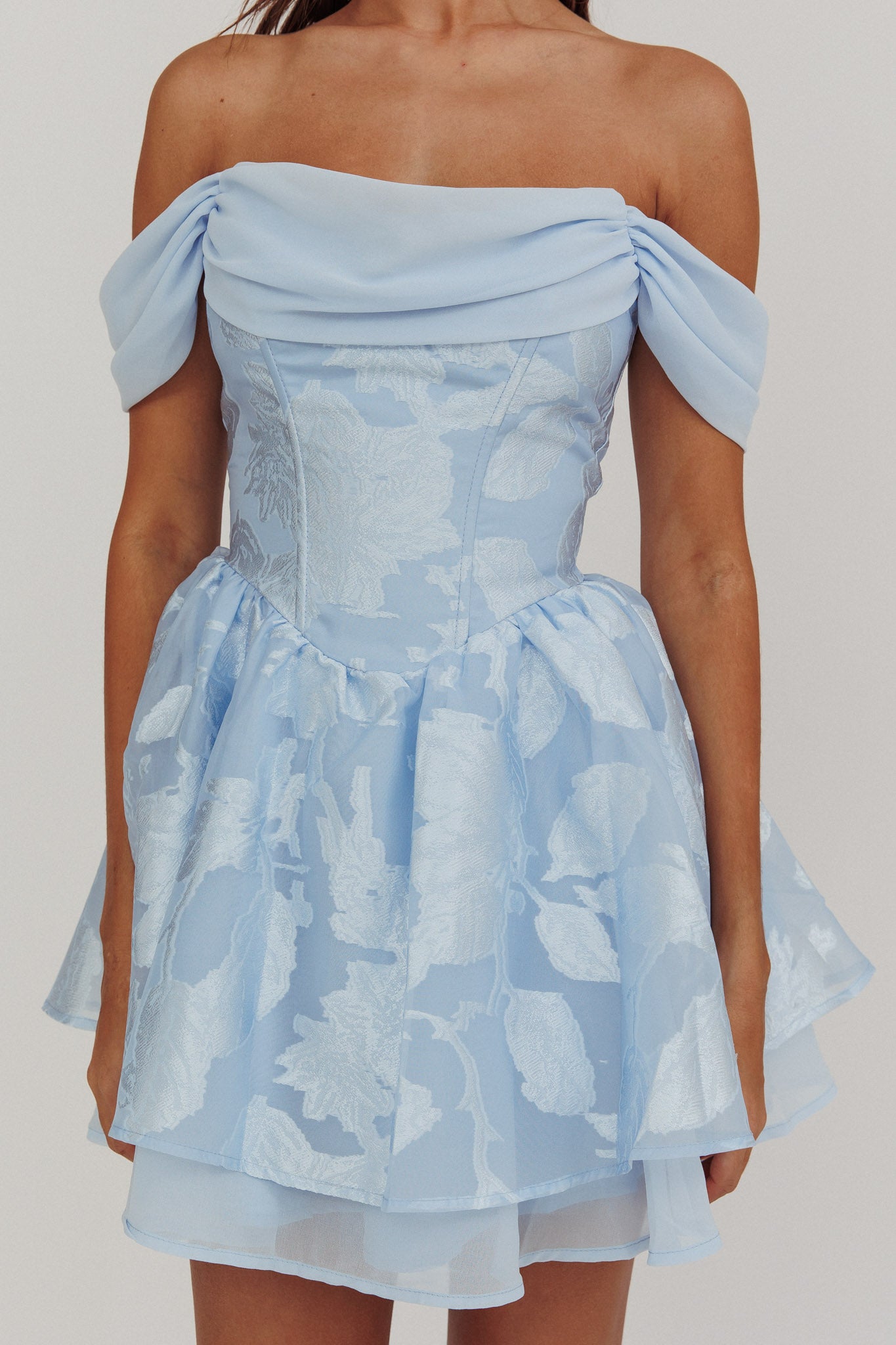 Lusting Off-Shoulder Mini Dress Blue by Selfie Leslie Australia