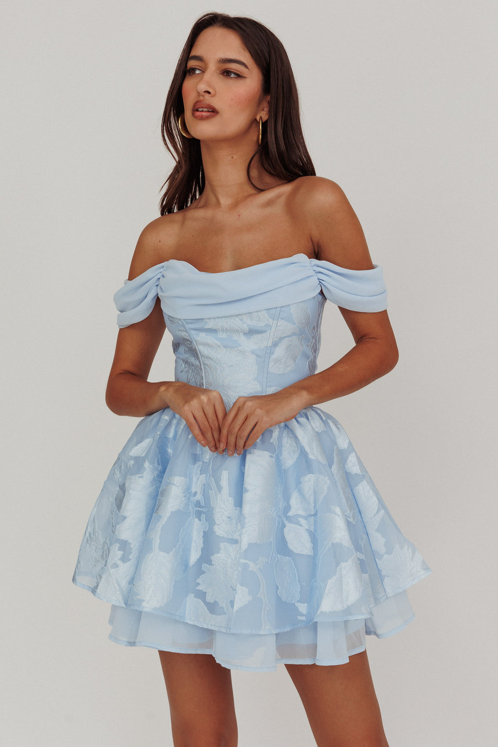 Lusting Off-Shoulder Mini Dress Blue by Selfie Leslie Australia