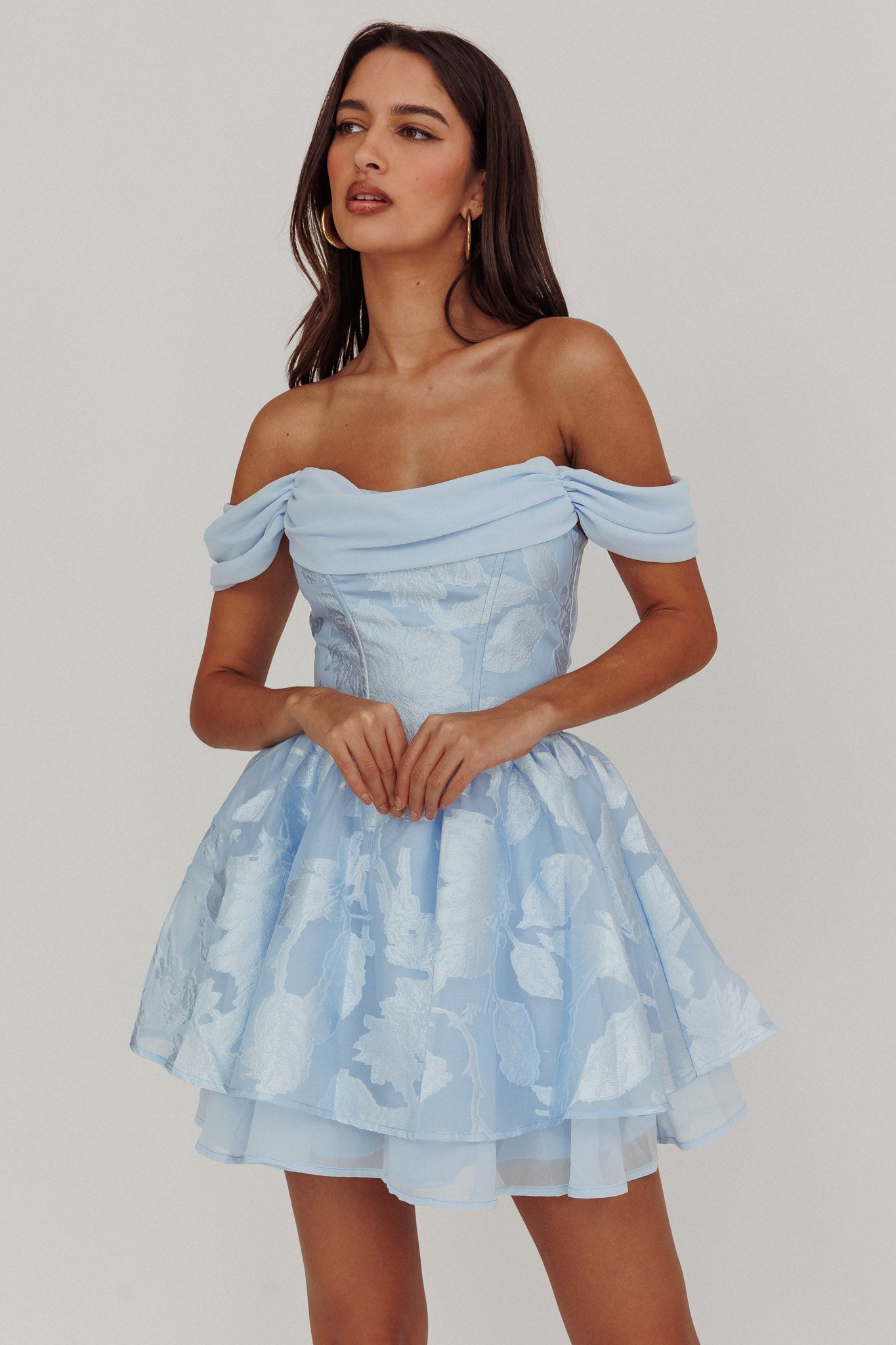 Lusting Off-Shoulder Mini Dress Blue by Selfie Leslie Australia