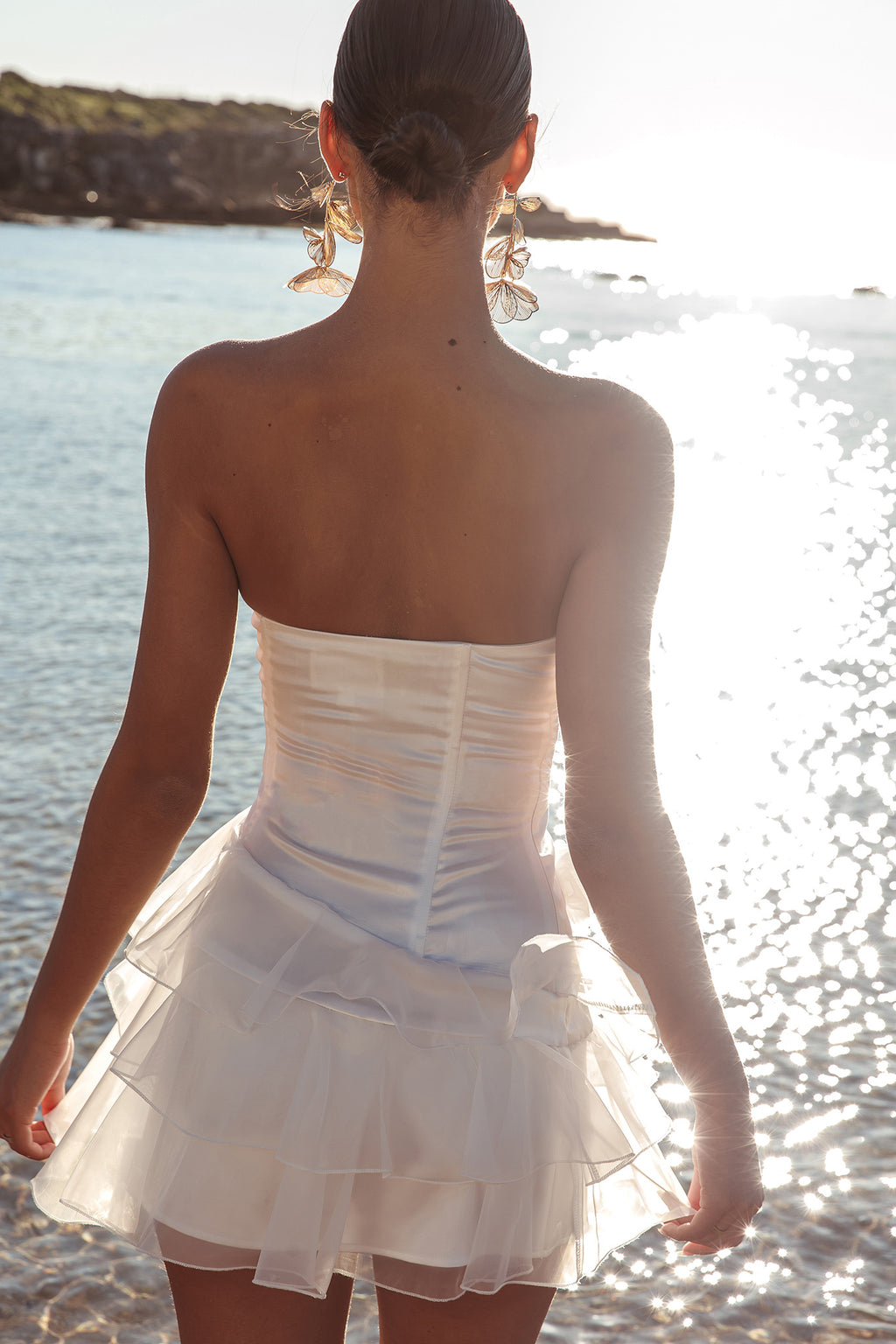 Bless Strapless Organza Ruffle Mini Dress Cream by Selfie Leslie Australia