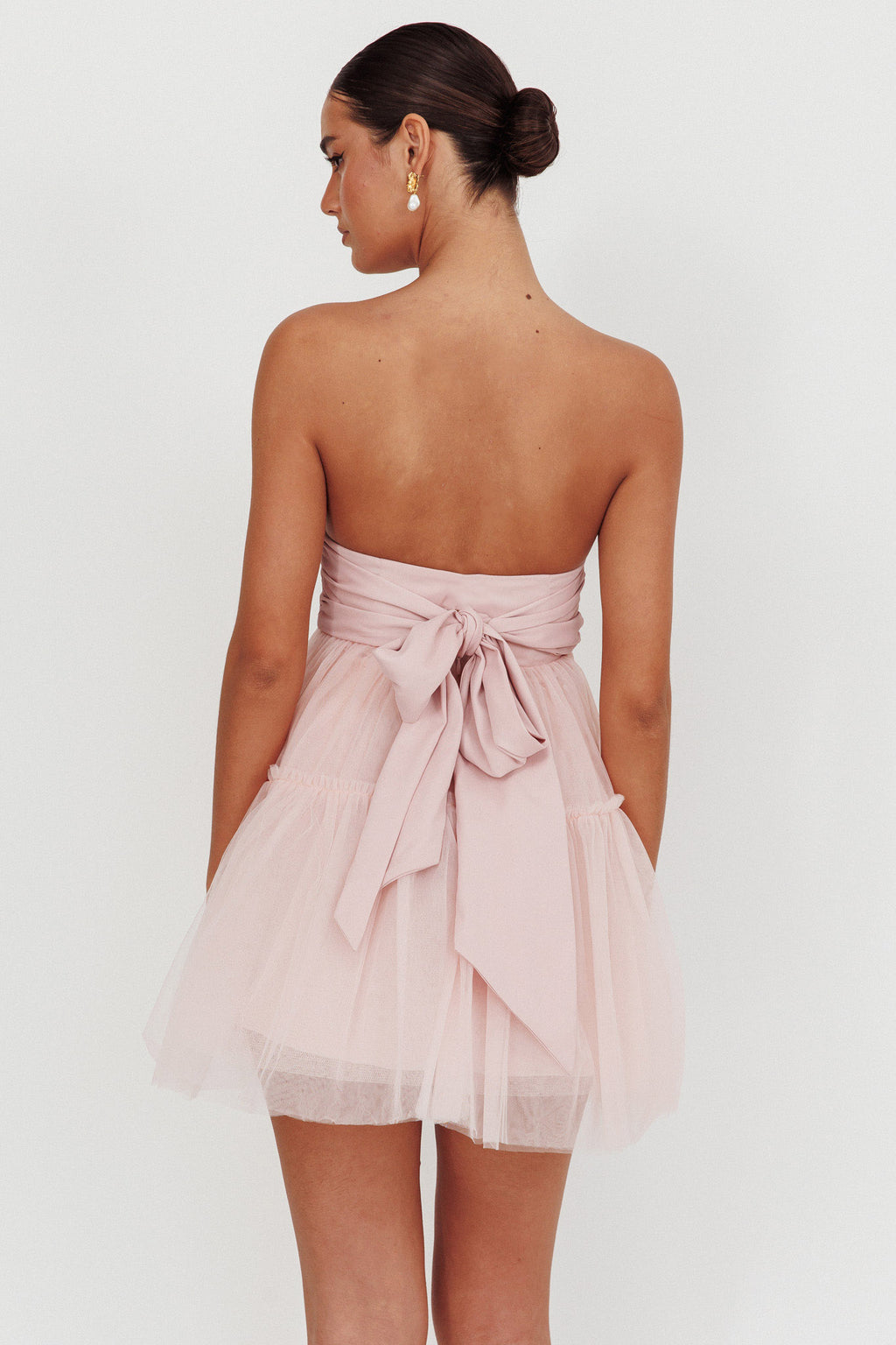 Dreamscape Strapless Tulle Mini Dress Blush by Selfie Leslie Australia