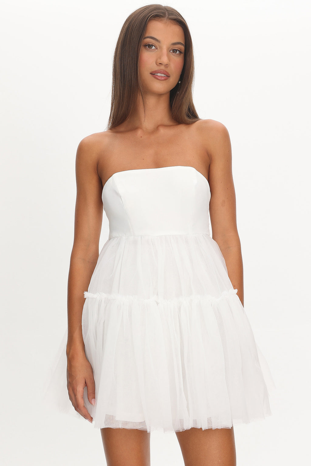 Dreamscape Strapless Tulle Mini Dress White by Selfie Leslie Australia