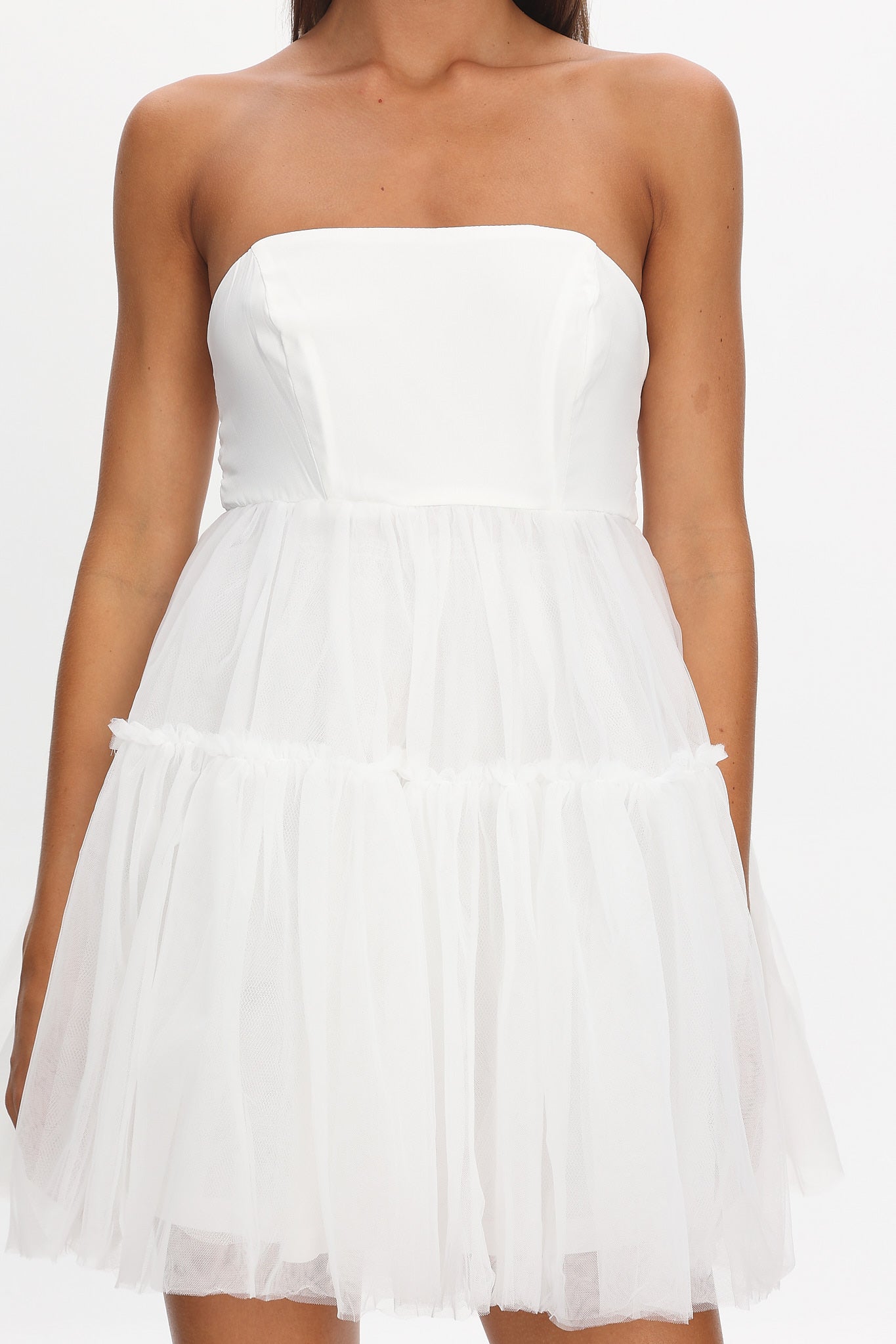 Dreamscape Strapless Tulle Mini Dress White by Selfie Leslie Australia