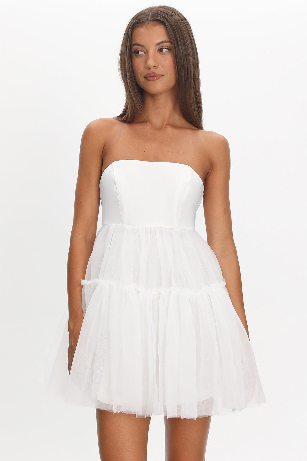 Dreamscape Strapless Tulle Mini Dress White by Selfie Leslie Australia