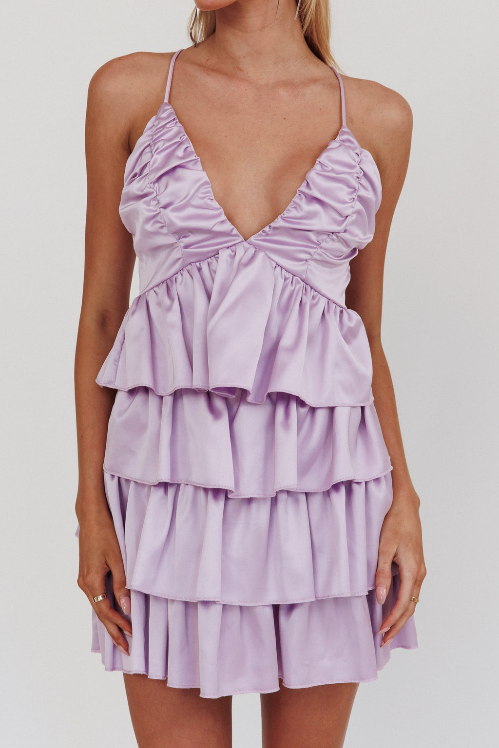 Heavenly Bliss Ruffle Mini Dress Lilac by Selfie Leslie Australia