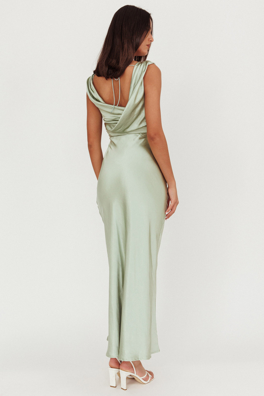 Chills Cowl Neck Satin Maxi Dress Sage by Selfie Leslie Australia