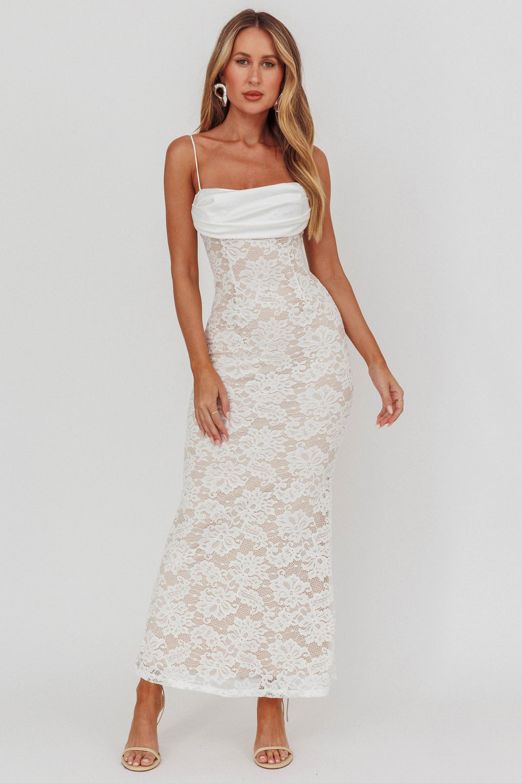 Melting Lace Maxi Dress White by Selfie Leslie Australia