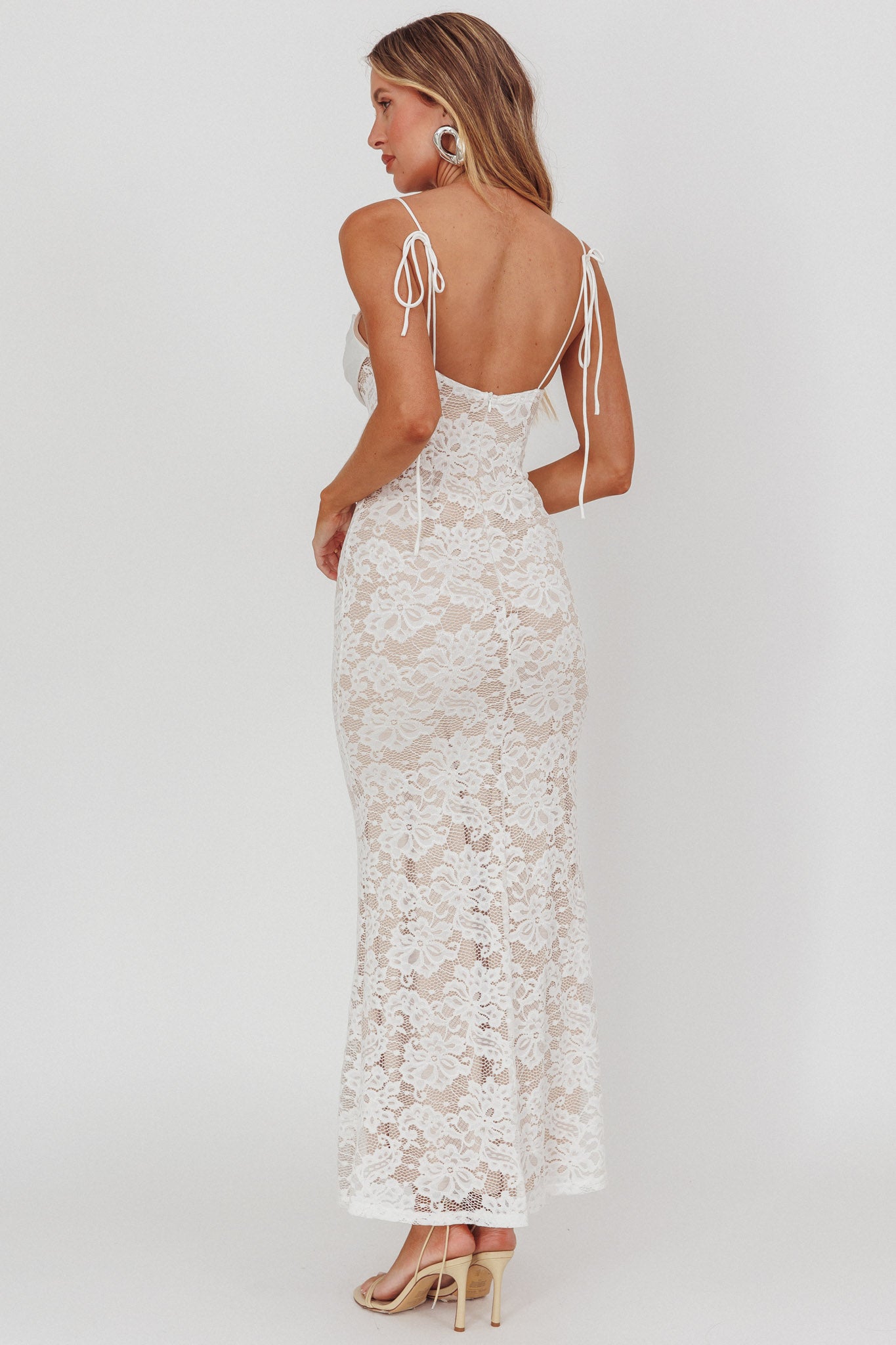 Melting Lace Maxi Dress White by Selfie Leslie Australia