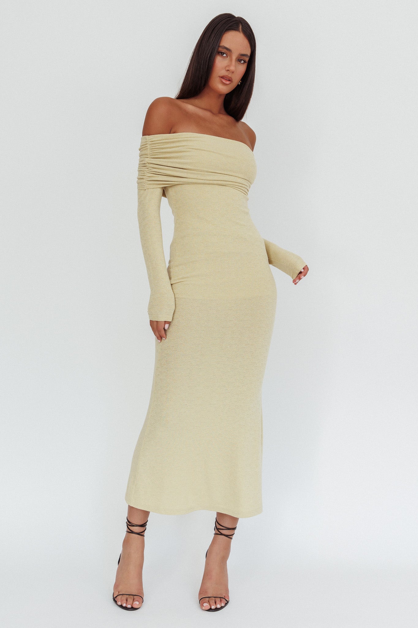 Juju Off-Shoulder Maxi Dress Sage by Selfie Leslie Australia