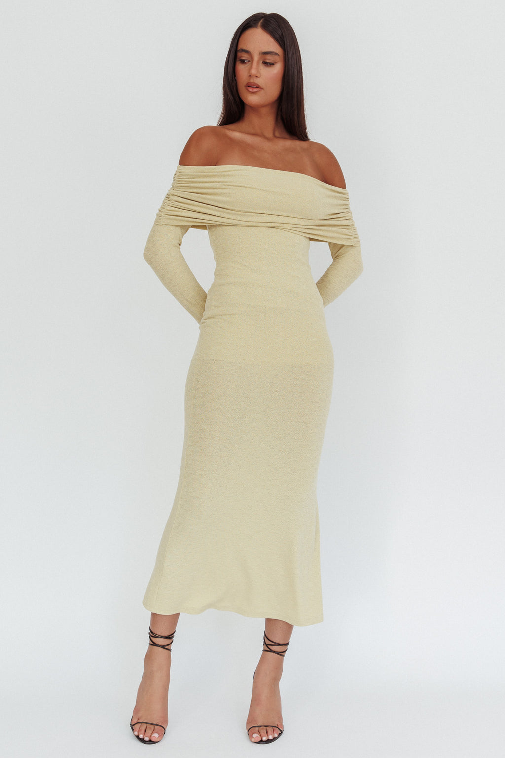 Juju Off-Shoulder Maxi Dress Sage by Selfie Leslie Australia