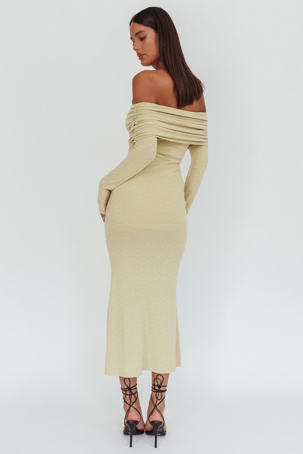 Juju Off-Shoulder Maxi Dress Sage by Selfie Leslie Australia