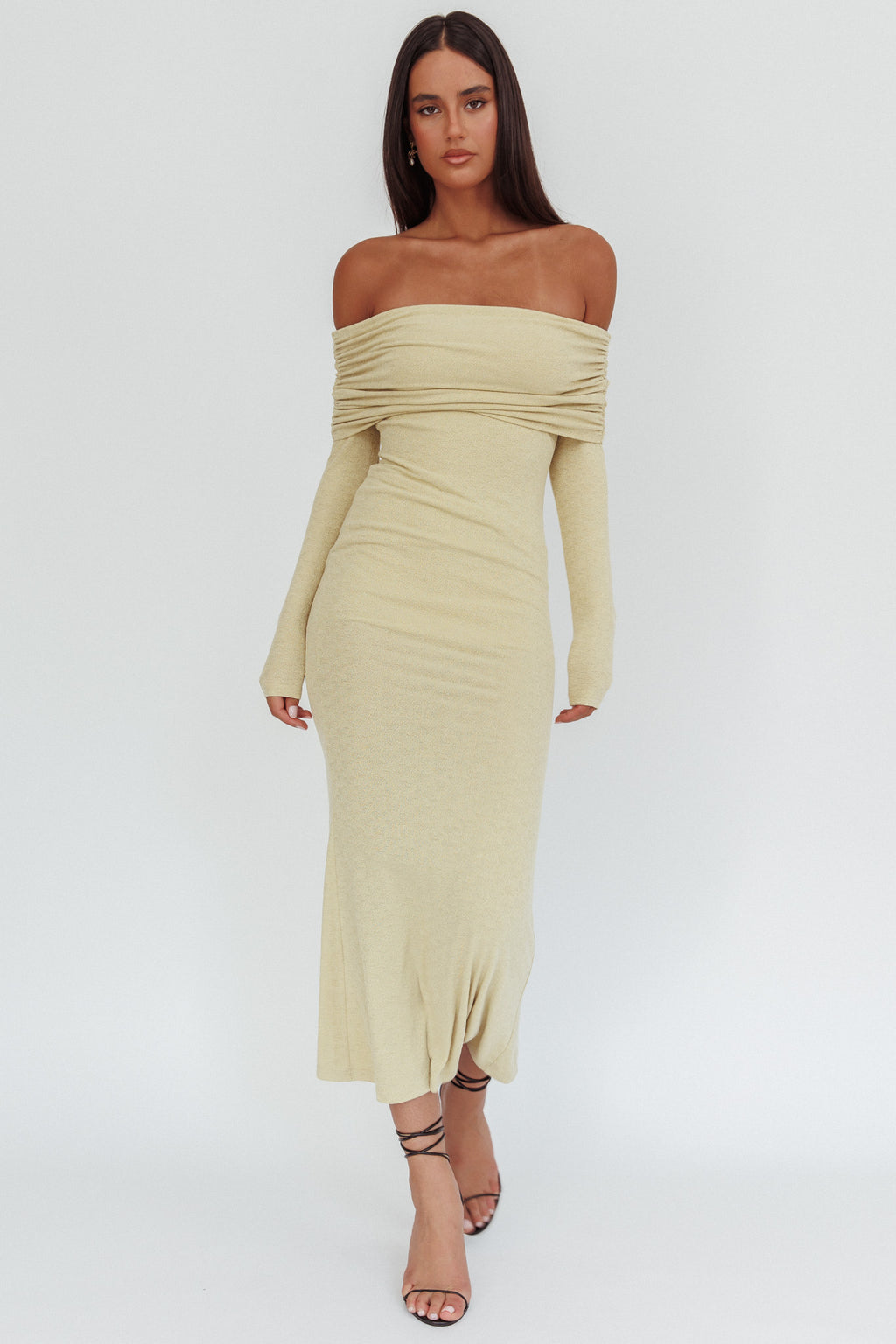 Juju Off-Shoulder Maxi Dress Sage by Selfie Leslie Australia