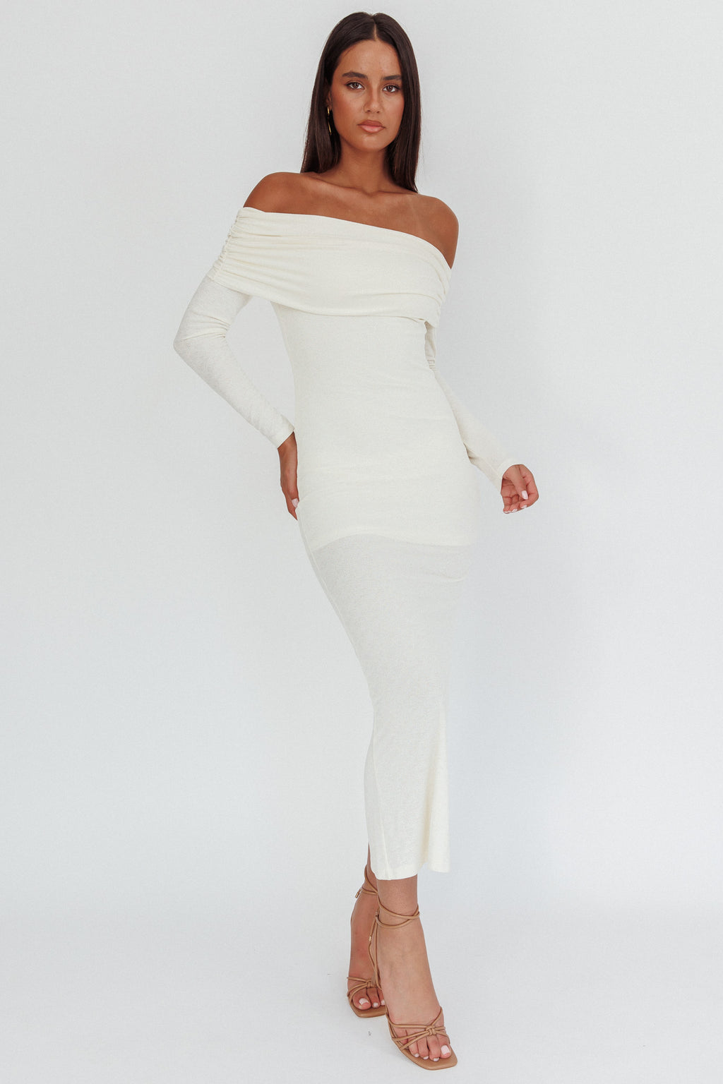 Juju Off-Shoulder Maxi Dress White by Selfie Leslie Australia