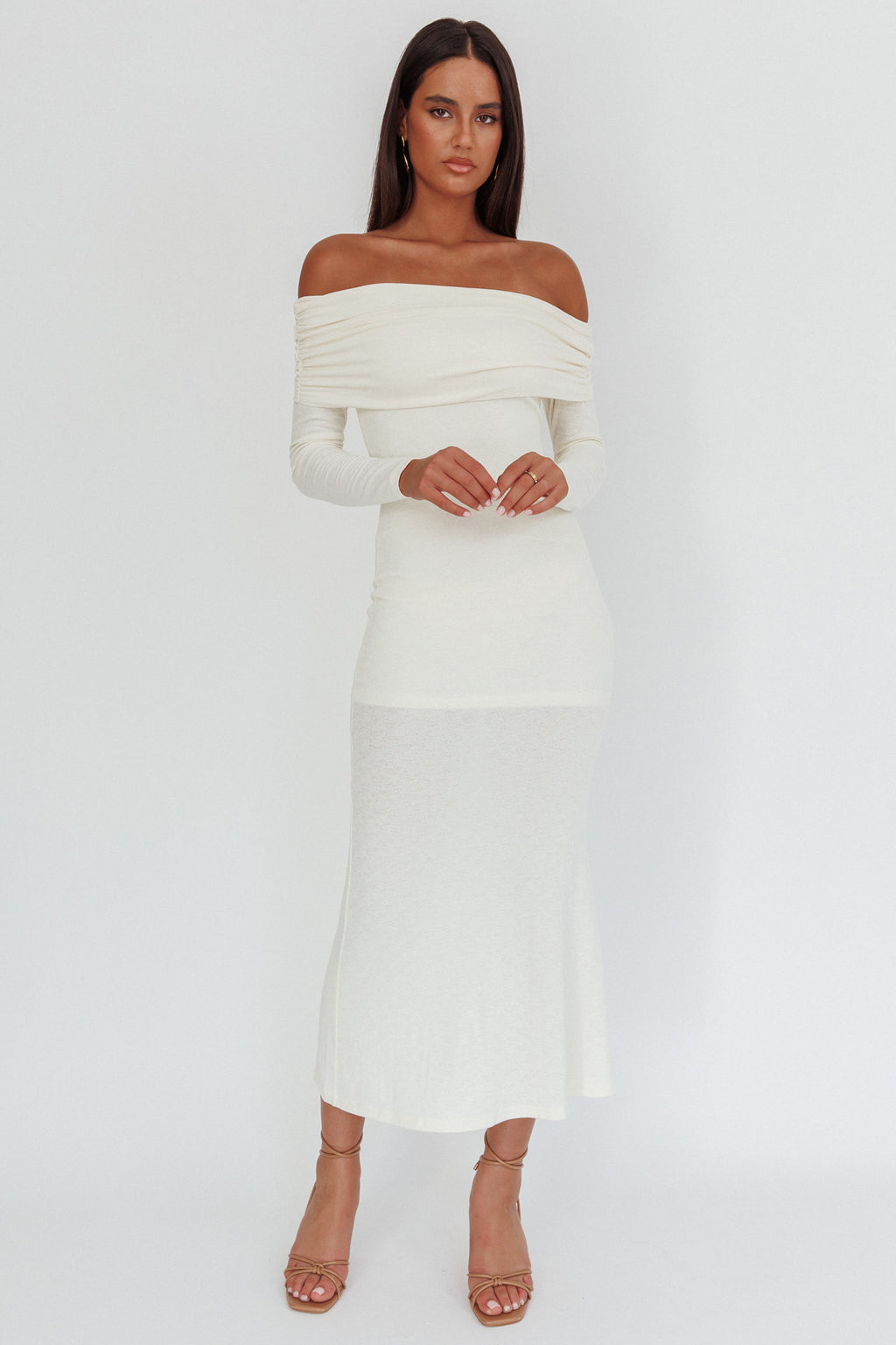 Juju Off-Shoulder Maxi Dress White by Selfie Leslie Australia