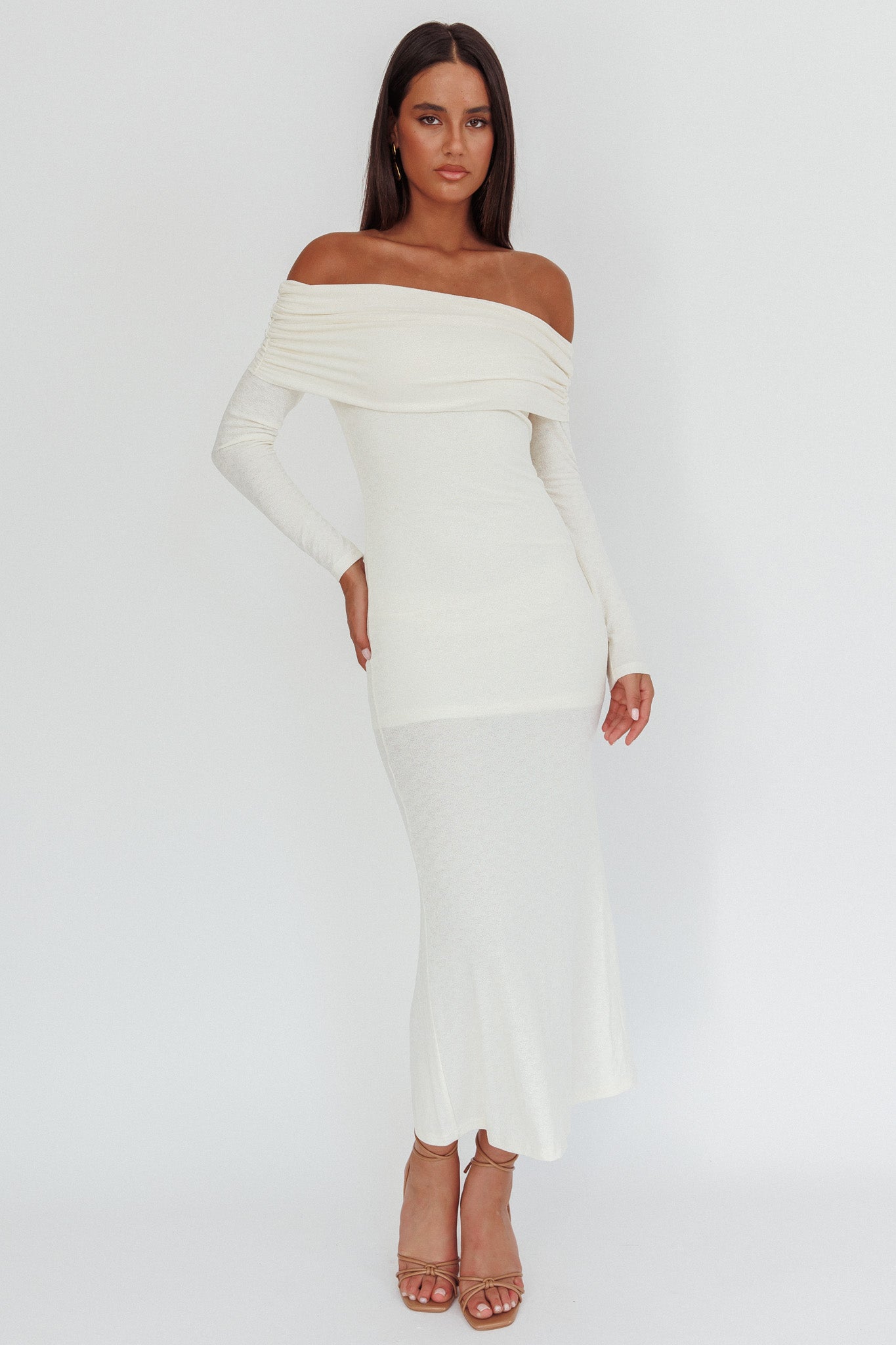 Juju Off-Shoulder Maxi Dress White by Selfie Leslie Australia