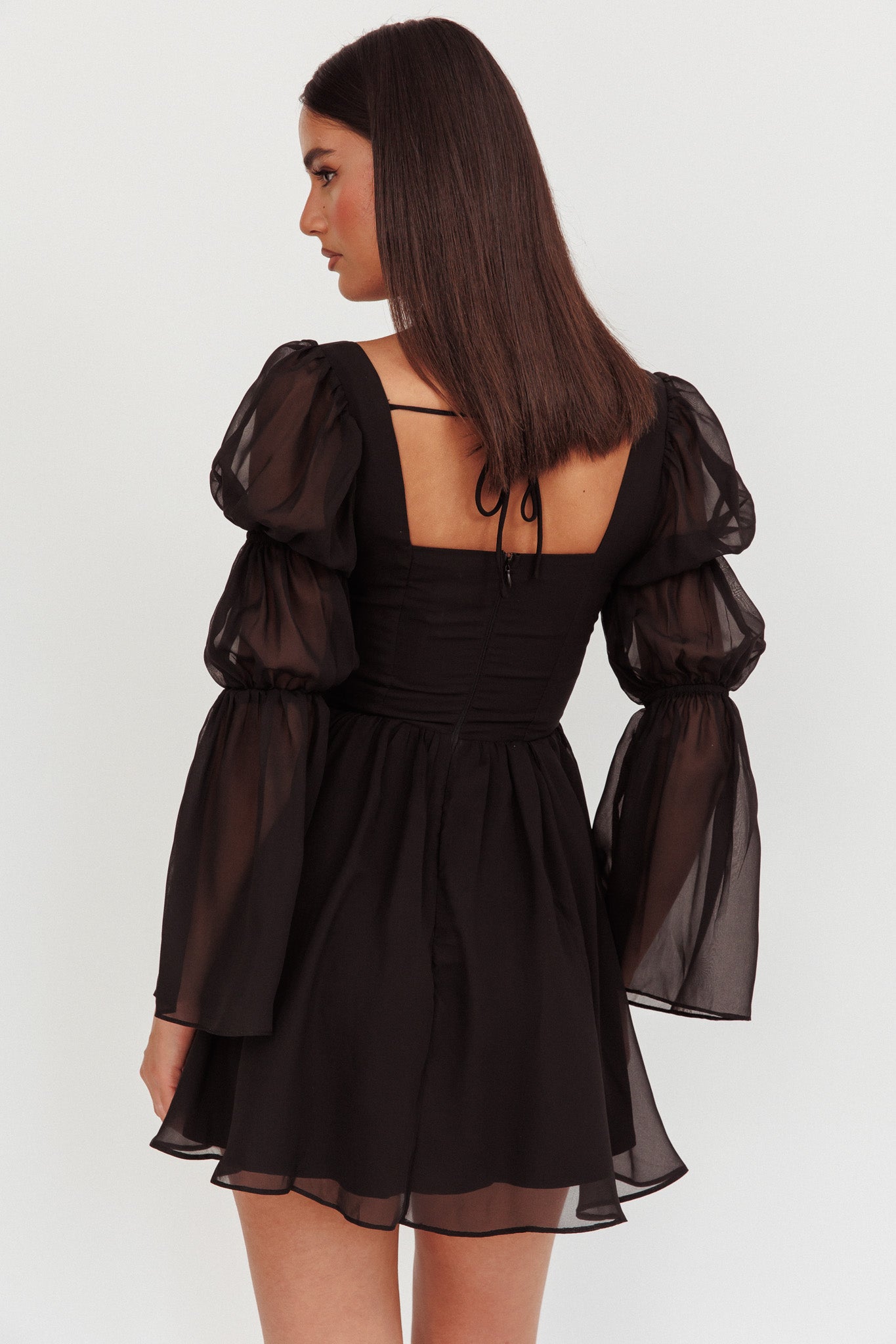 Miya Long Sleeve Mini Dress Black by Selfie Leslie Australia